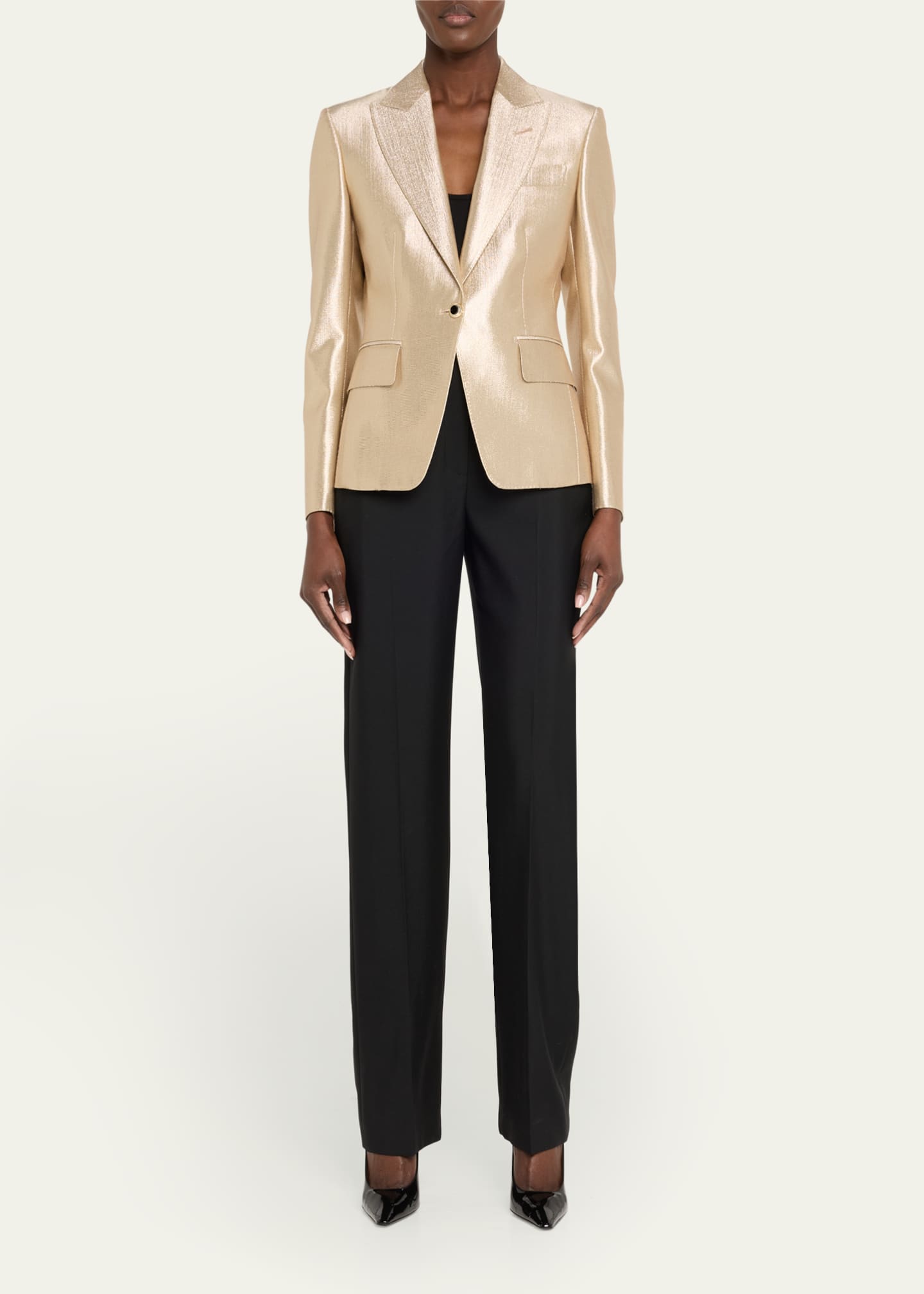 TOM FORD Metallic One-Button Wool Blazer Image 2 of 5
