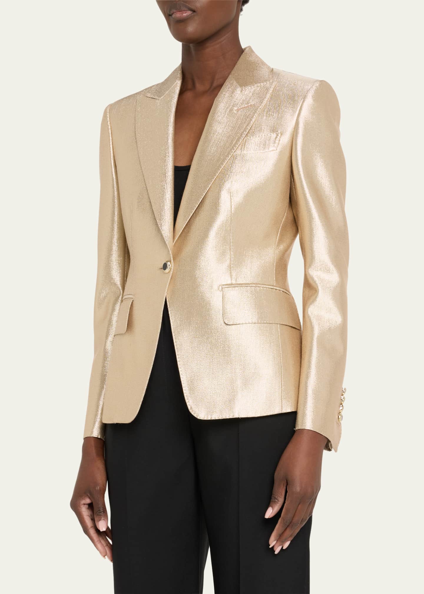 TOM FORD Metallic One-Button Wool Blazer Image 4 of 5