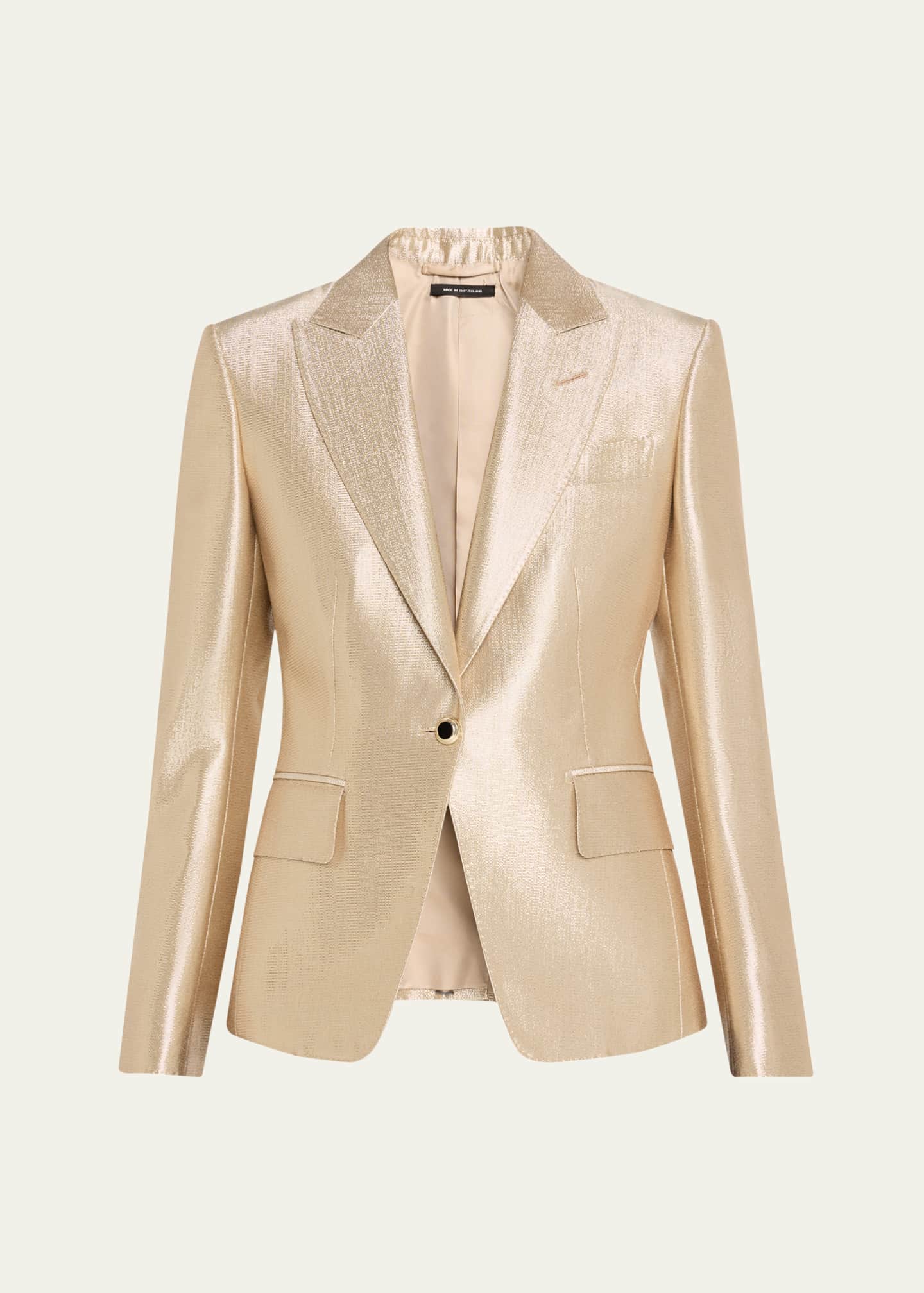 TOM FORD Metallic One-Button Wool Blazer Image 1 of 5