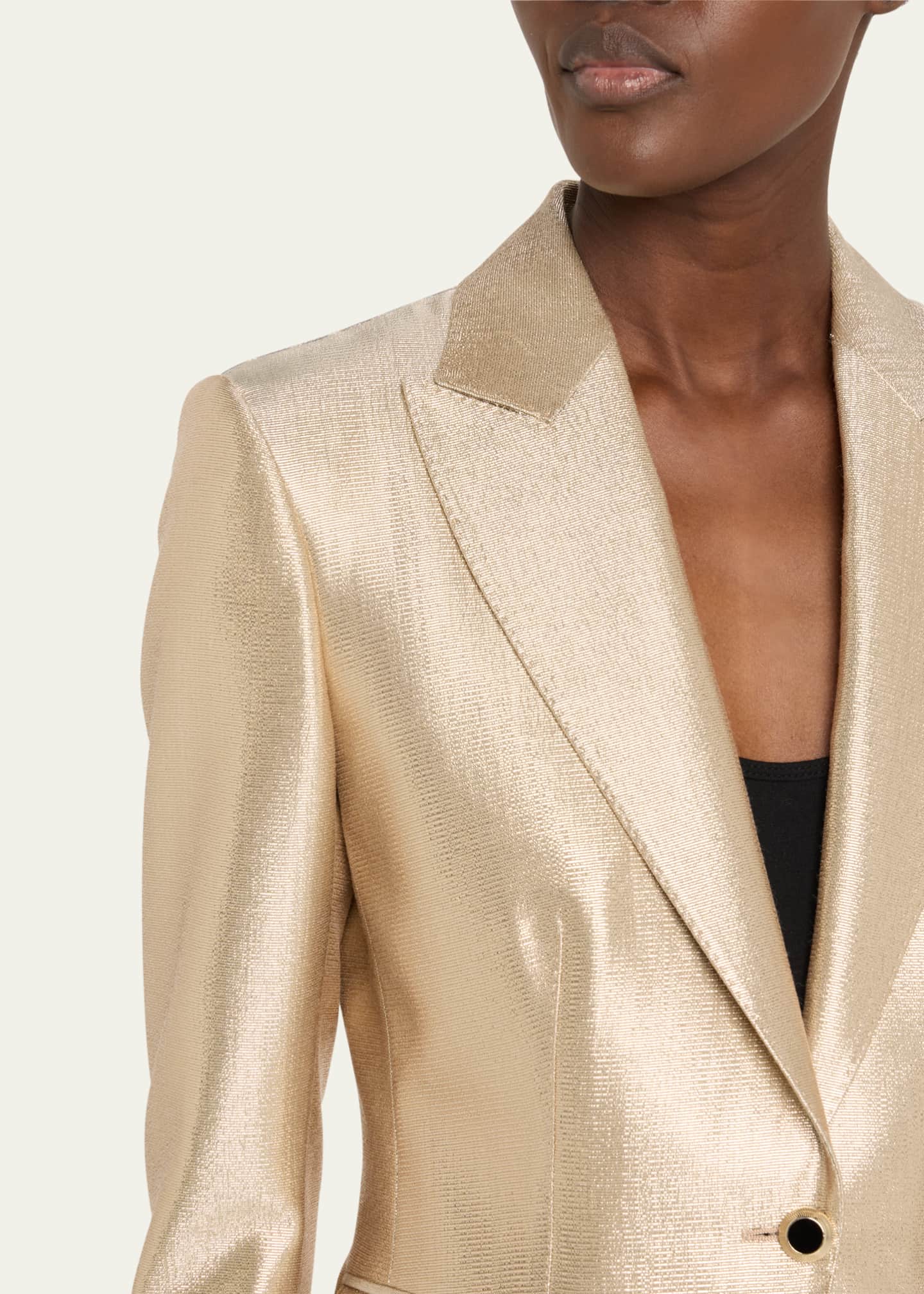 TOM FORD Metallic One-Button Wool Blazer Image 5 of 5