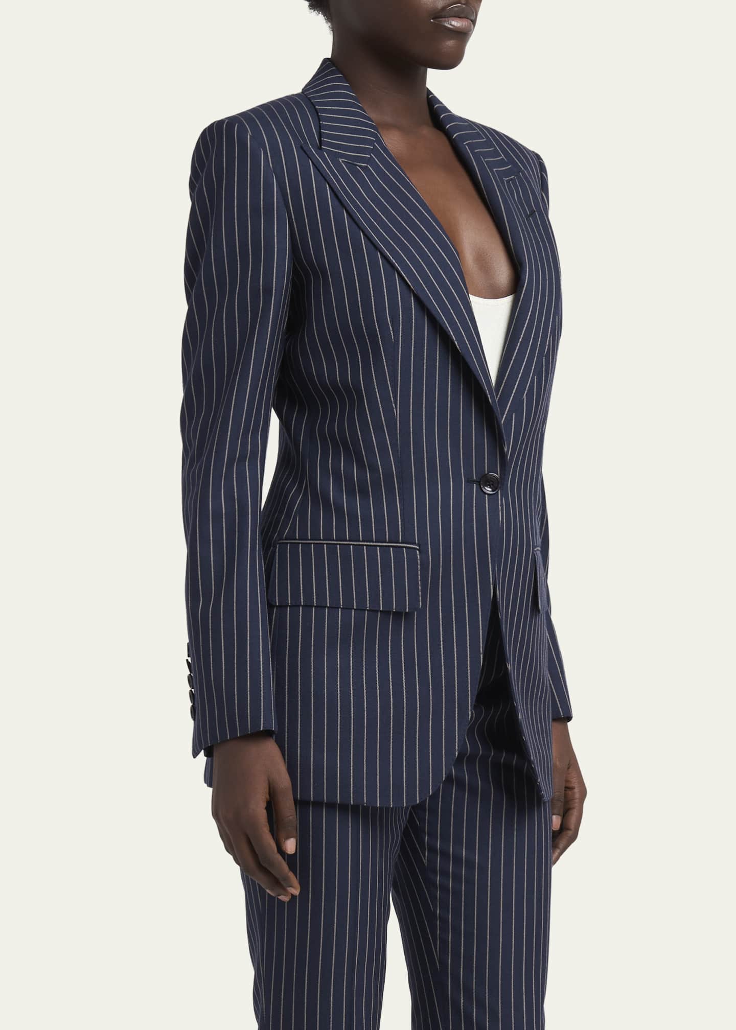TOM FORD Pintstripe One-Button Wool Blazer Image 4 of 5