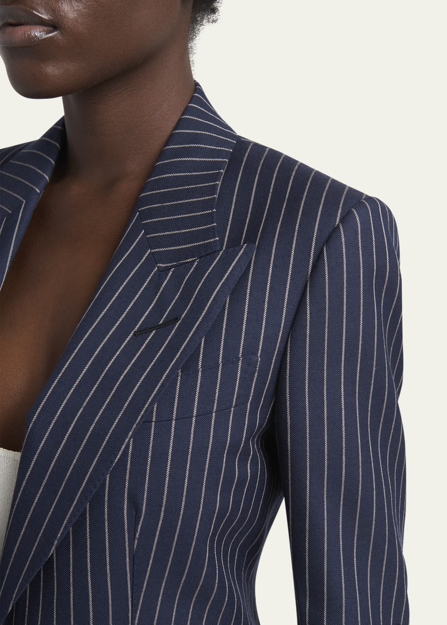 TOM FORD Pintstripe One-Button Wool Blazer Image 5 of 5