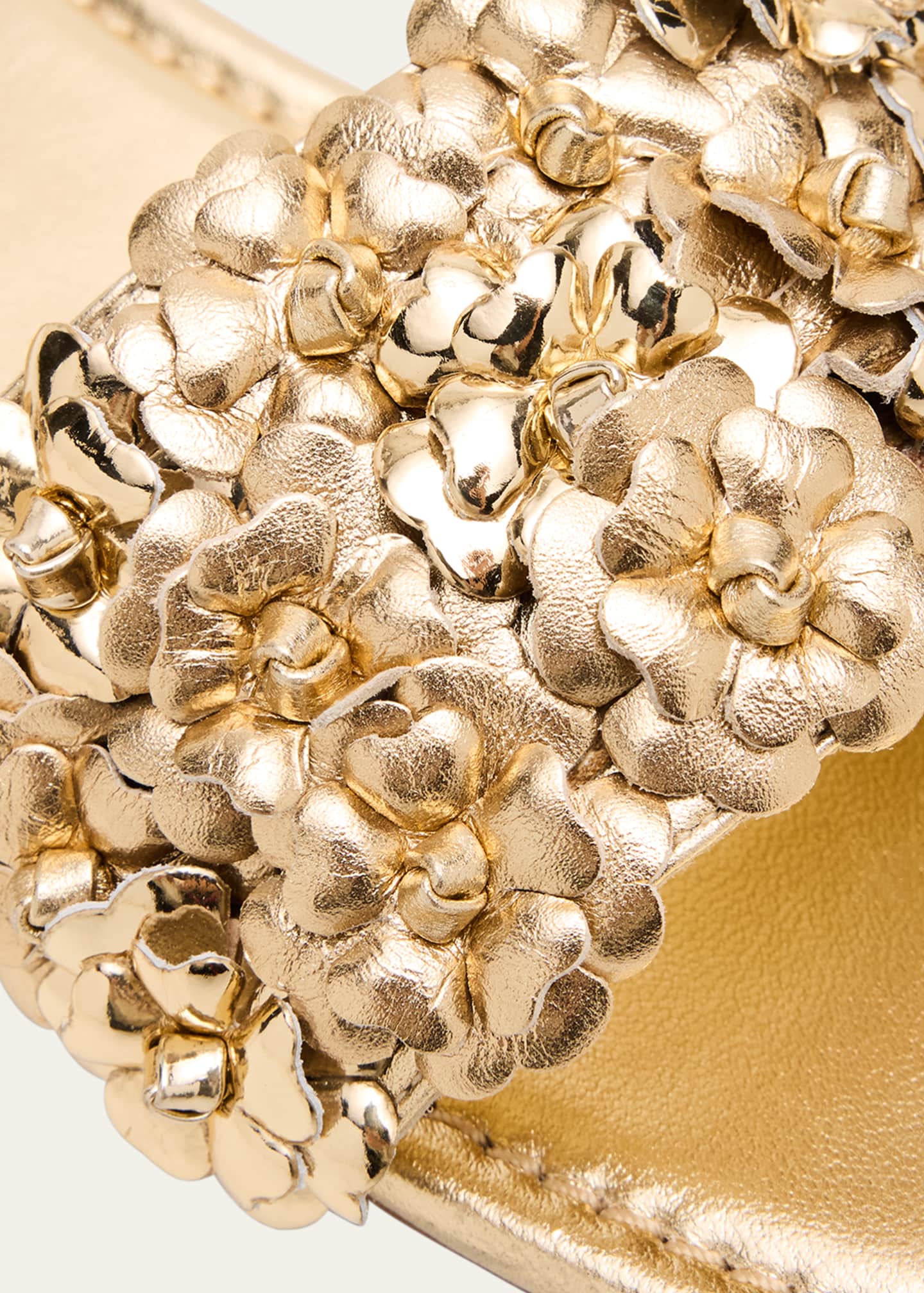 Stuart Weitzman Meadow Metallic Leather Flower Slides Image 6 of 6
