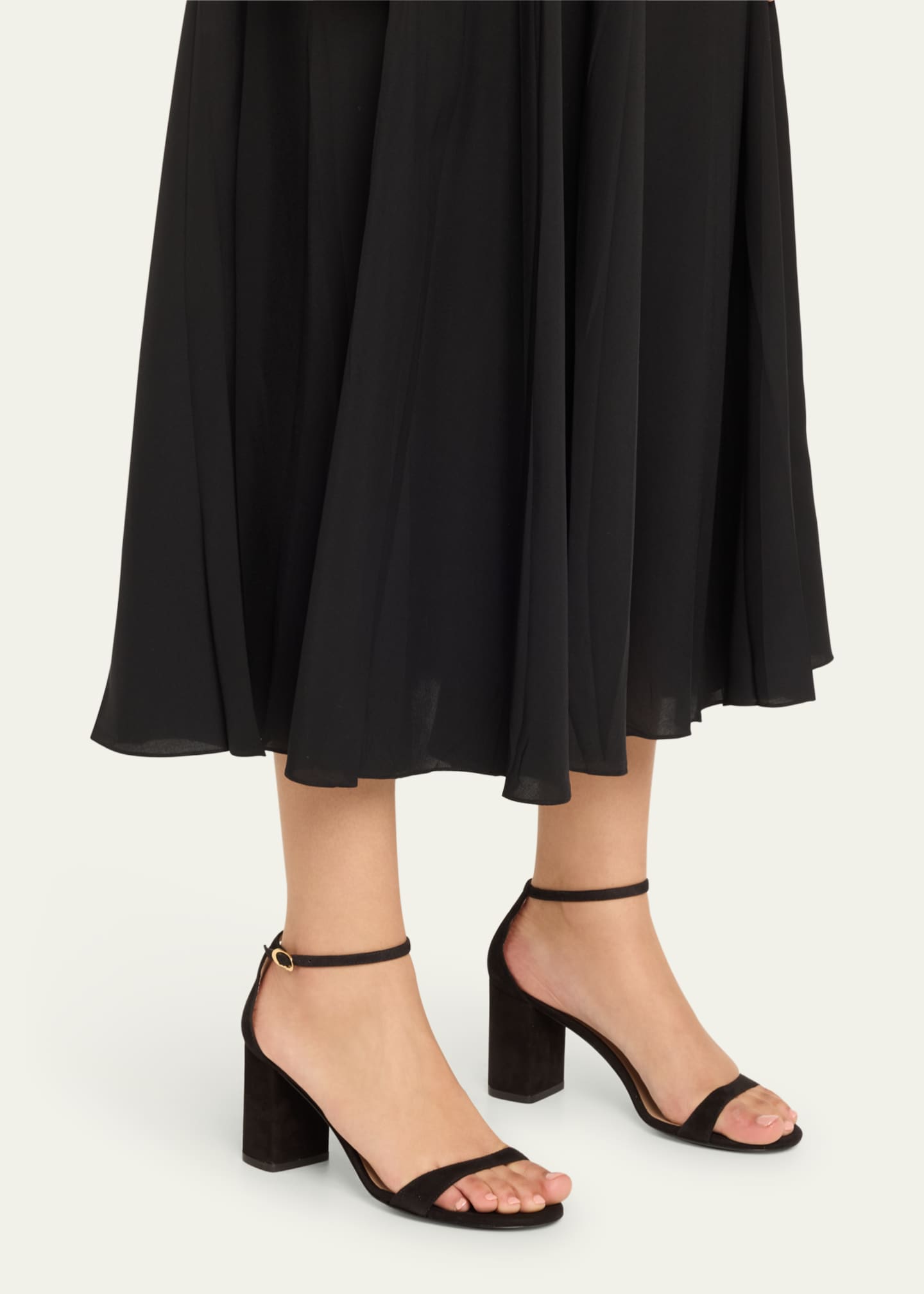Stuart Weitzman Nudist Suede Ankle-Strap Sandals Image 2 of 6