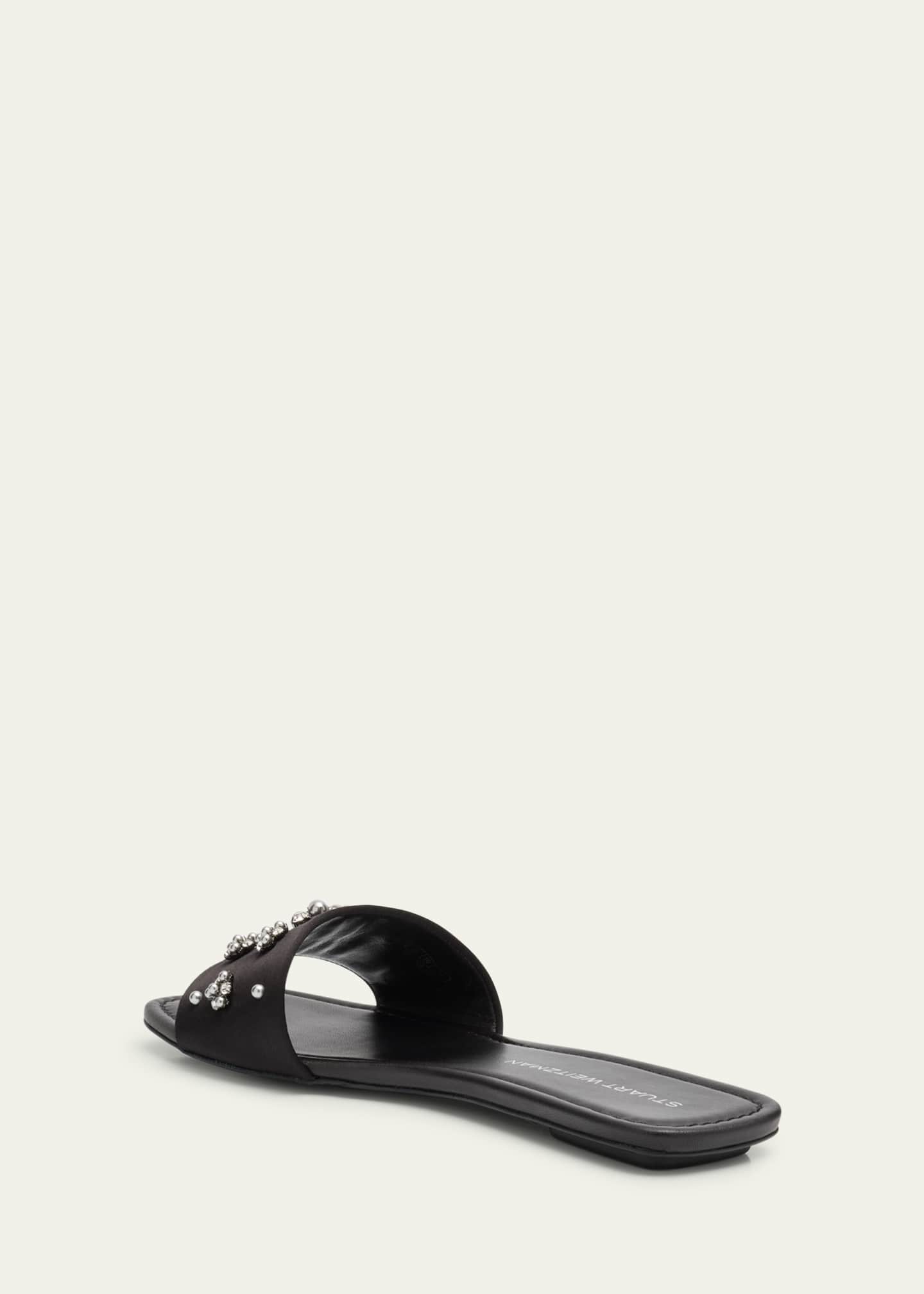 Stuart Weitzman Poppy Embellished Satin Slide Sandals Image 4 of 6