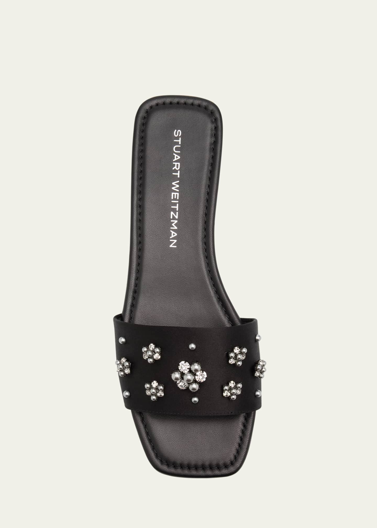 Stuart Weitzman Poppy Embellished Satin Slide Sandals Image 6 of 6