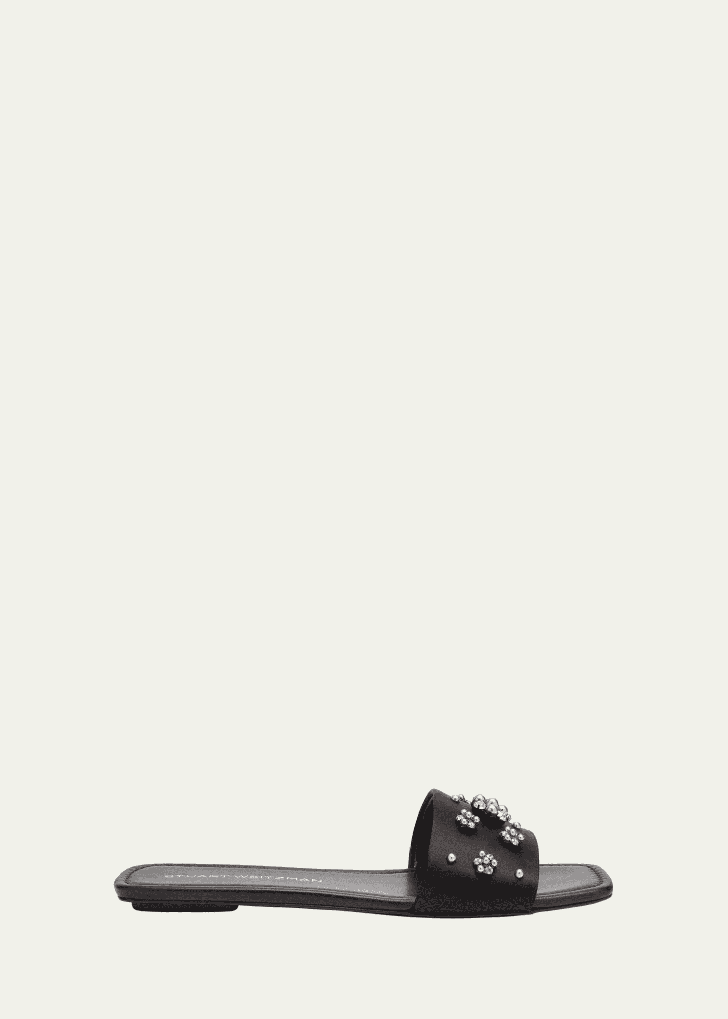 Stuart Weitzman Poppy Embellished Satin Slide Sandals Image 1 of 6