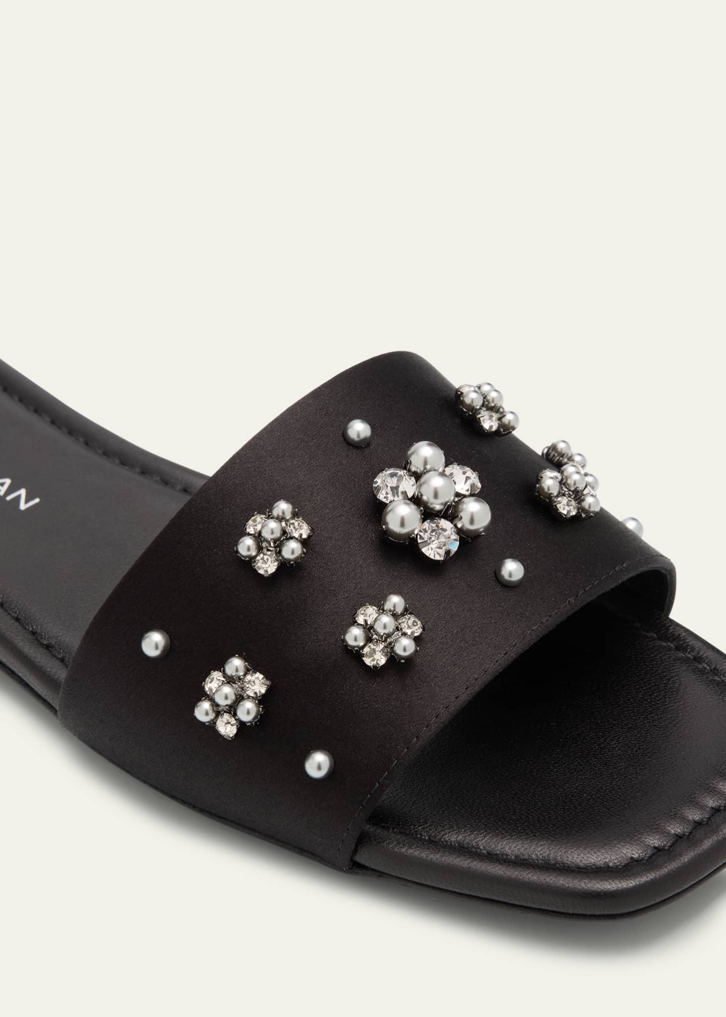 Stuart Weitzman Poppy Embellished Satin Slide Sandals Image 5 of 6