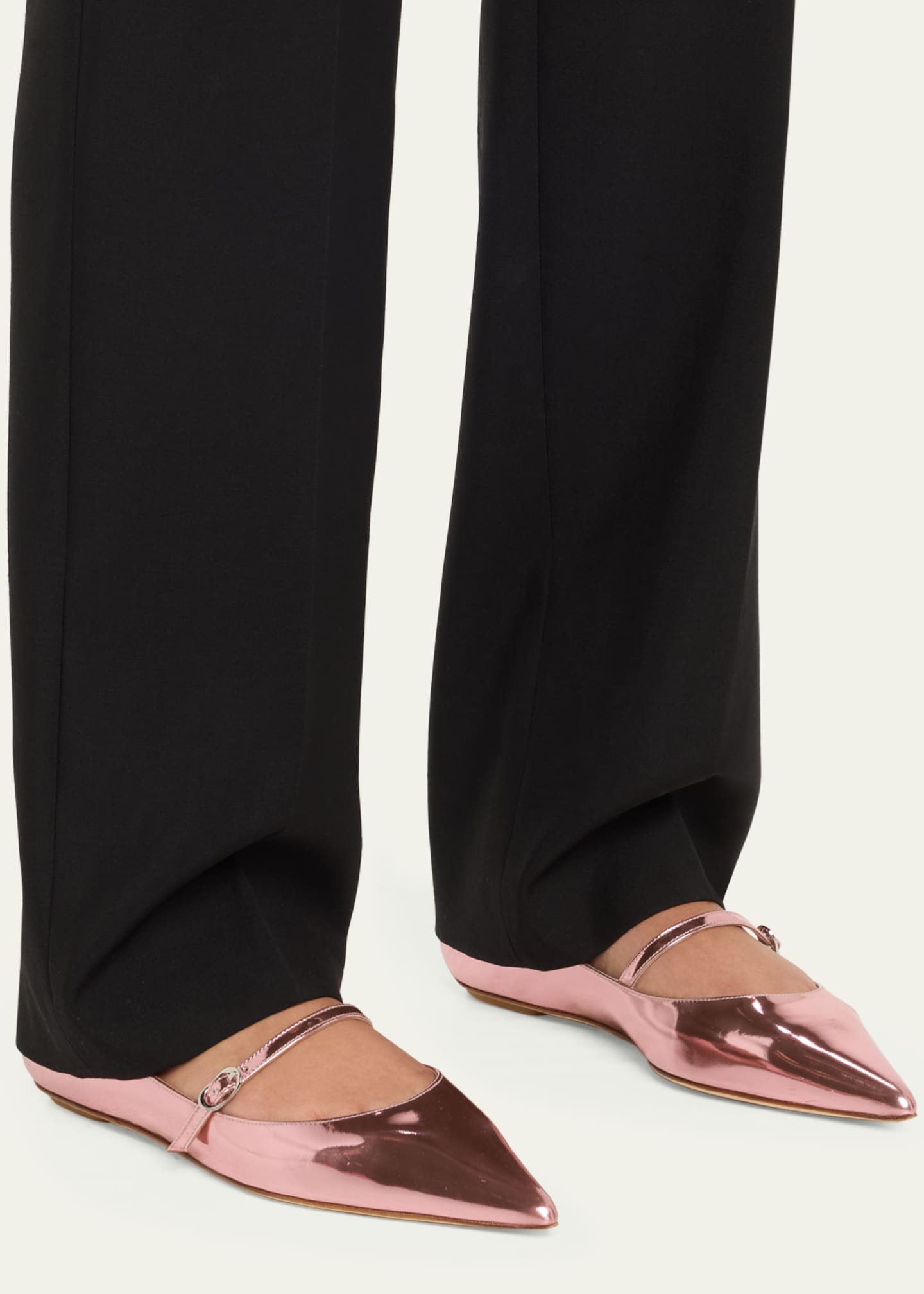 Stuart Weitzman Emilia Metallic Leather Mary Jane Ballerina Flats Image 2 of 6