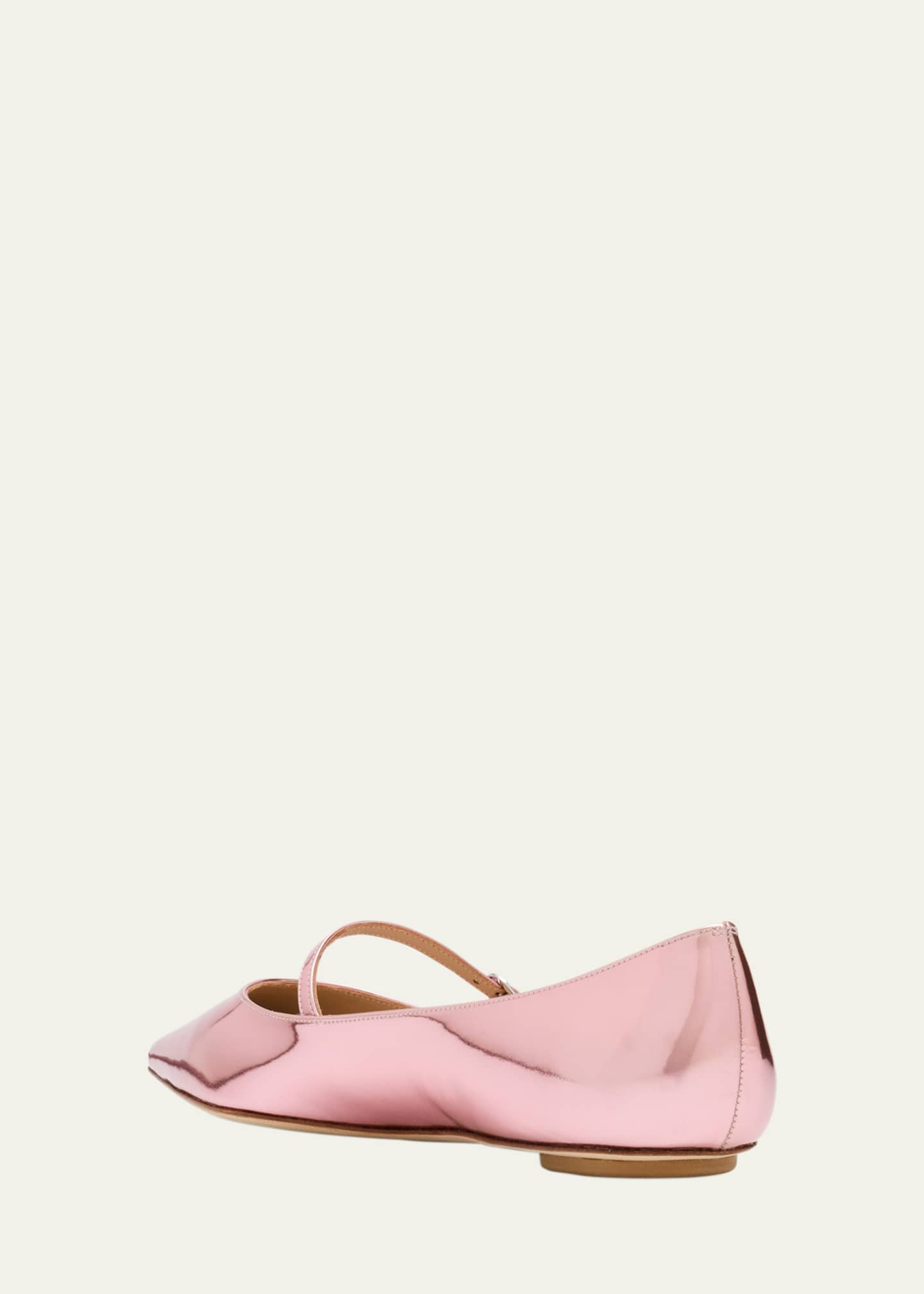 Stuart Weitzman Emilia Metallic Leather Mary Jane Ballerina Flats Image 4 of 6