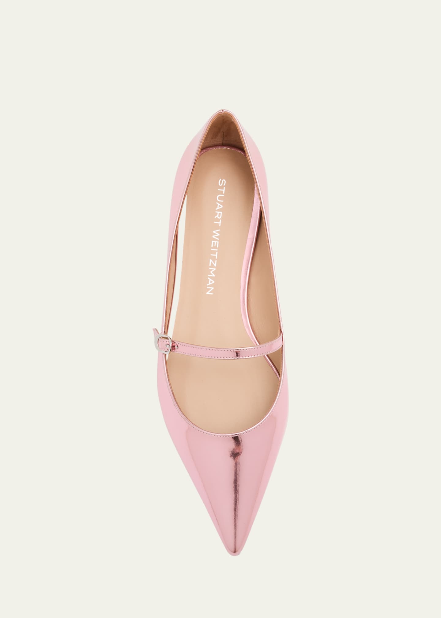Stuart Weitzman Emilia Metallic Leather Mary Jane Ballerina Flats Image 6 of 6
