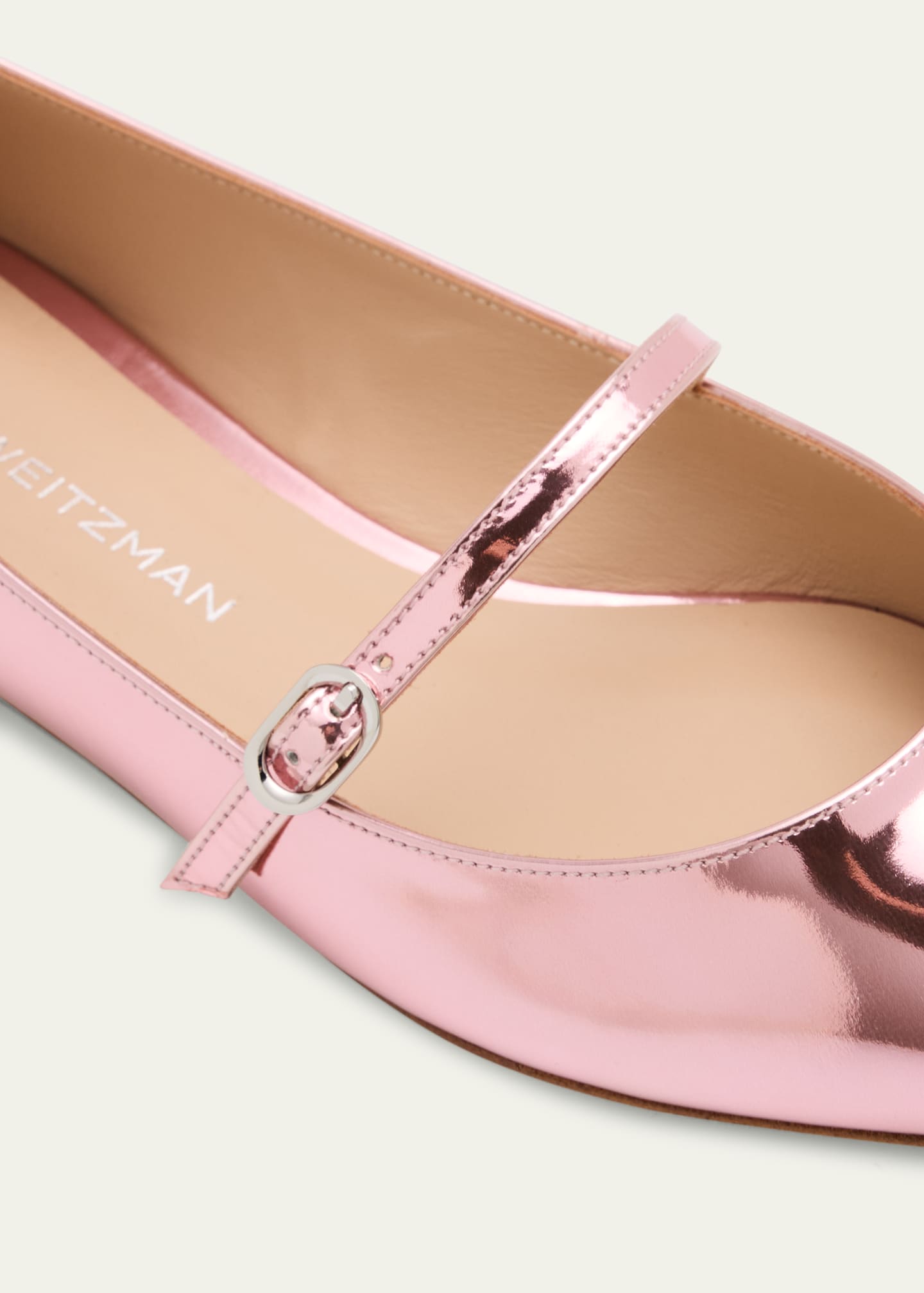 Stuart Weitzman Emilia Metallic Leather Mary Jane Ballerina Flats Image 5 of 6