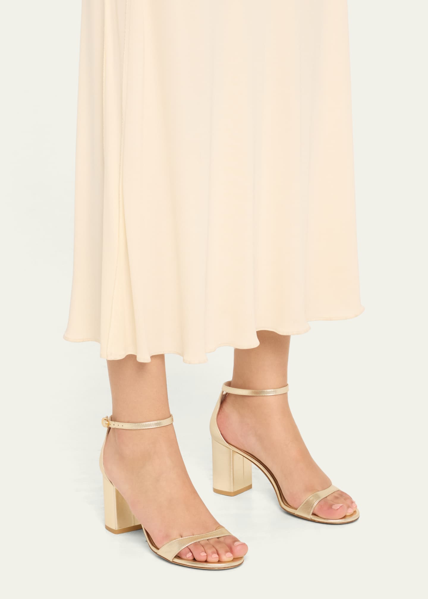 Stuart Weitzman Nudist II Leather Ankle-Strap Sandals Image 2 of 6
