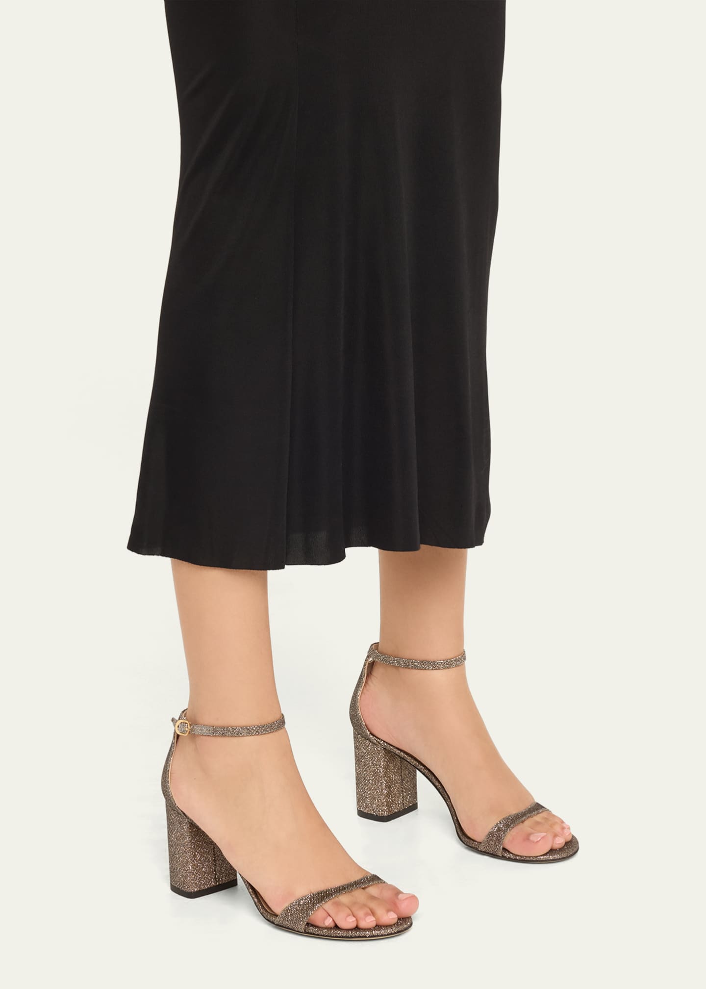 Stuart Weitzman Nudist II Metallic Ankle-Strap Sandals Image 2 of 6