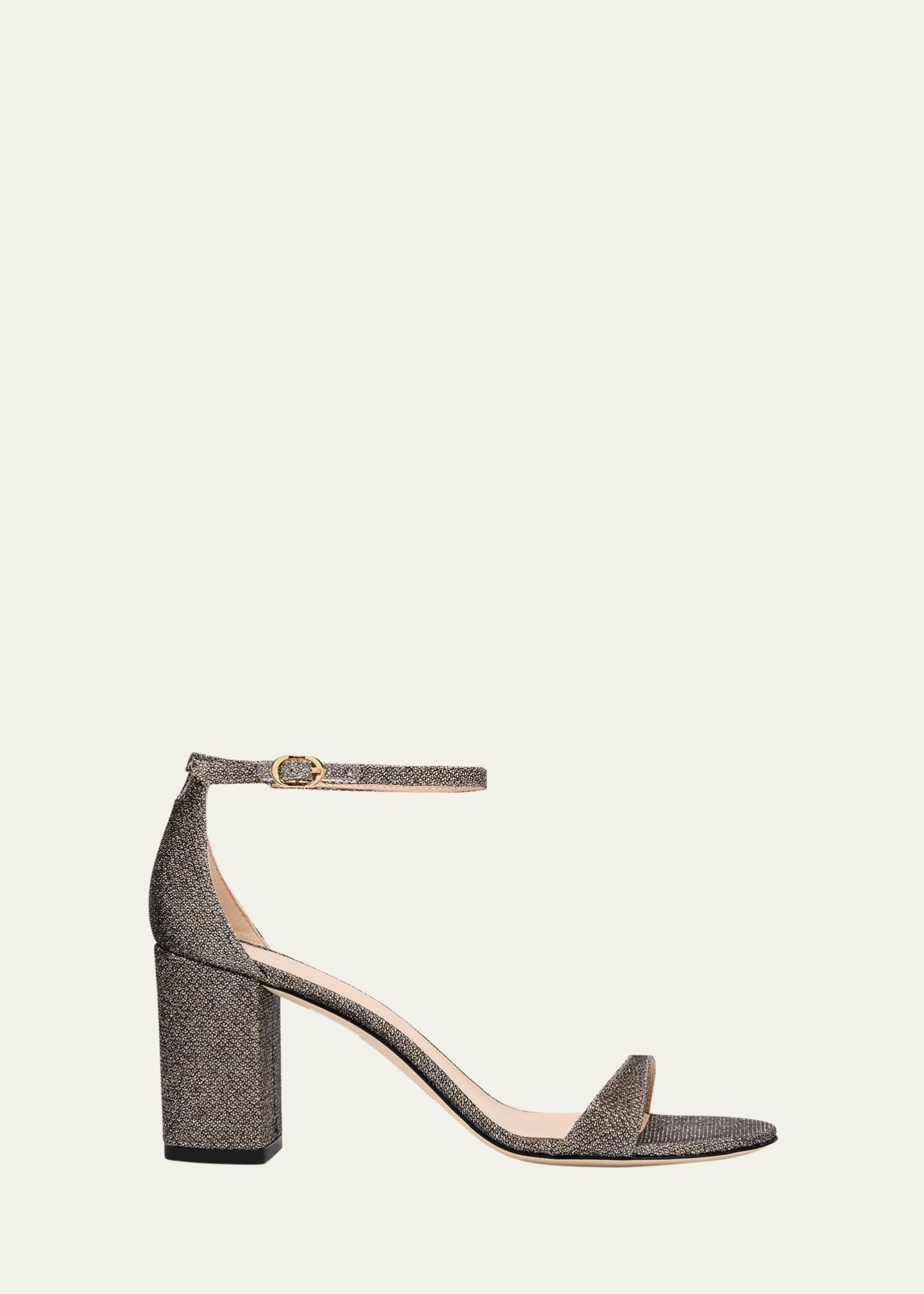 Stuart Weitzman Nudist II Metallic Ankle-Strap Sandals Image 1 of 6
