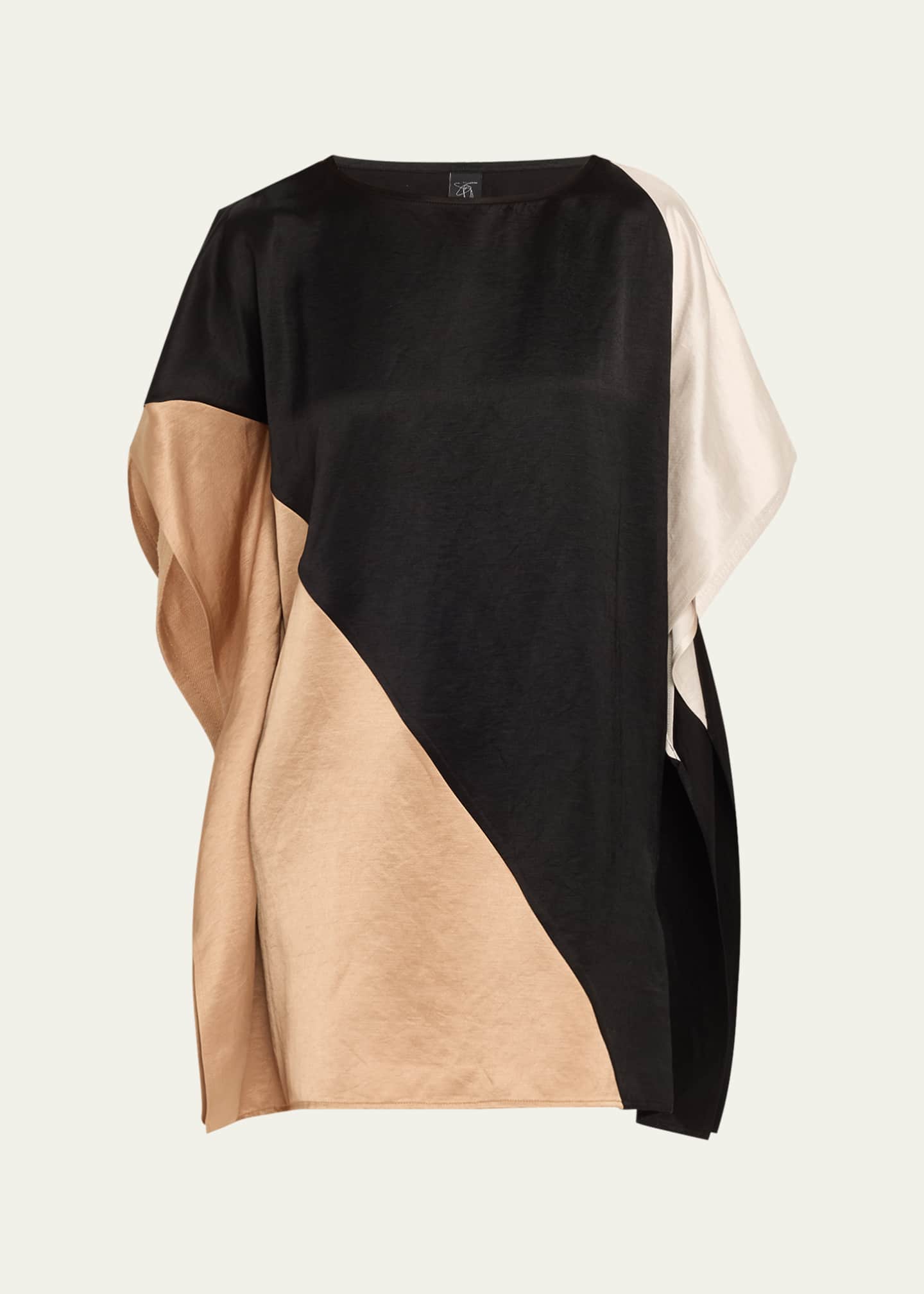 Zero + Maria Cornejo Dia Short Colorblock Linen Dress Image 1 of 5