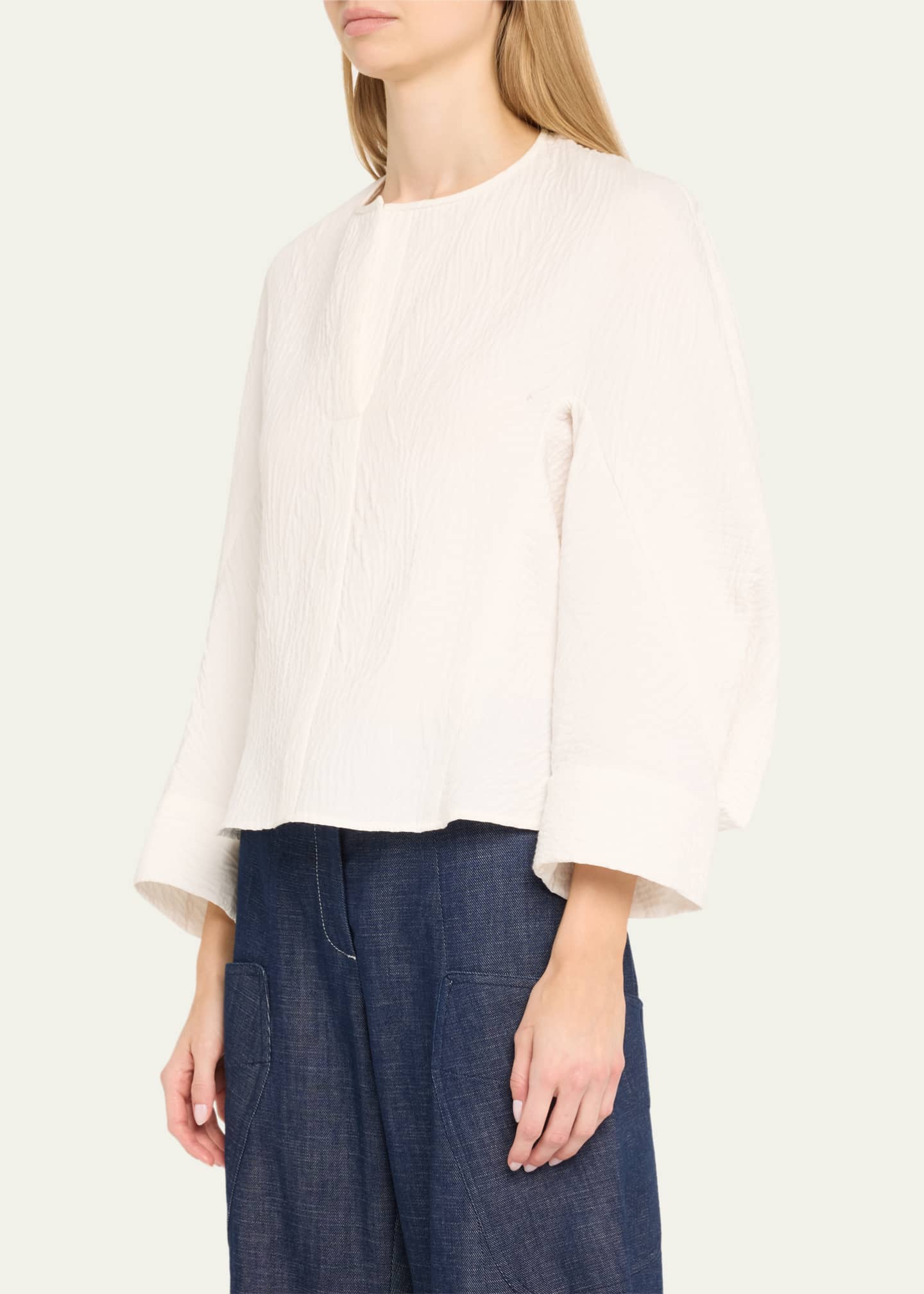 Zero + Maria Cornejo Akeo Textured Cotton Blouse Image 4 of 5