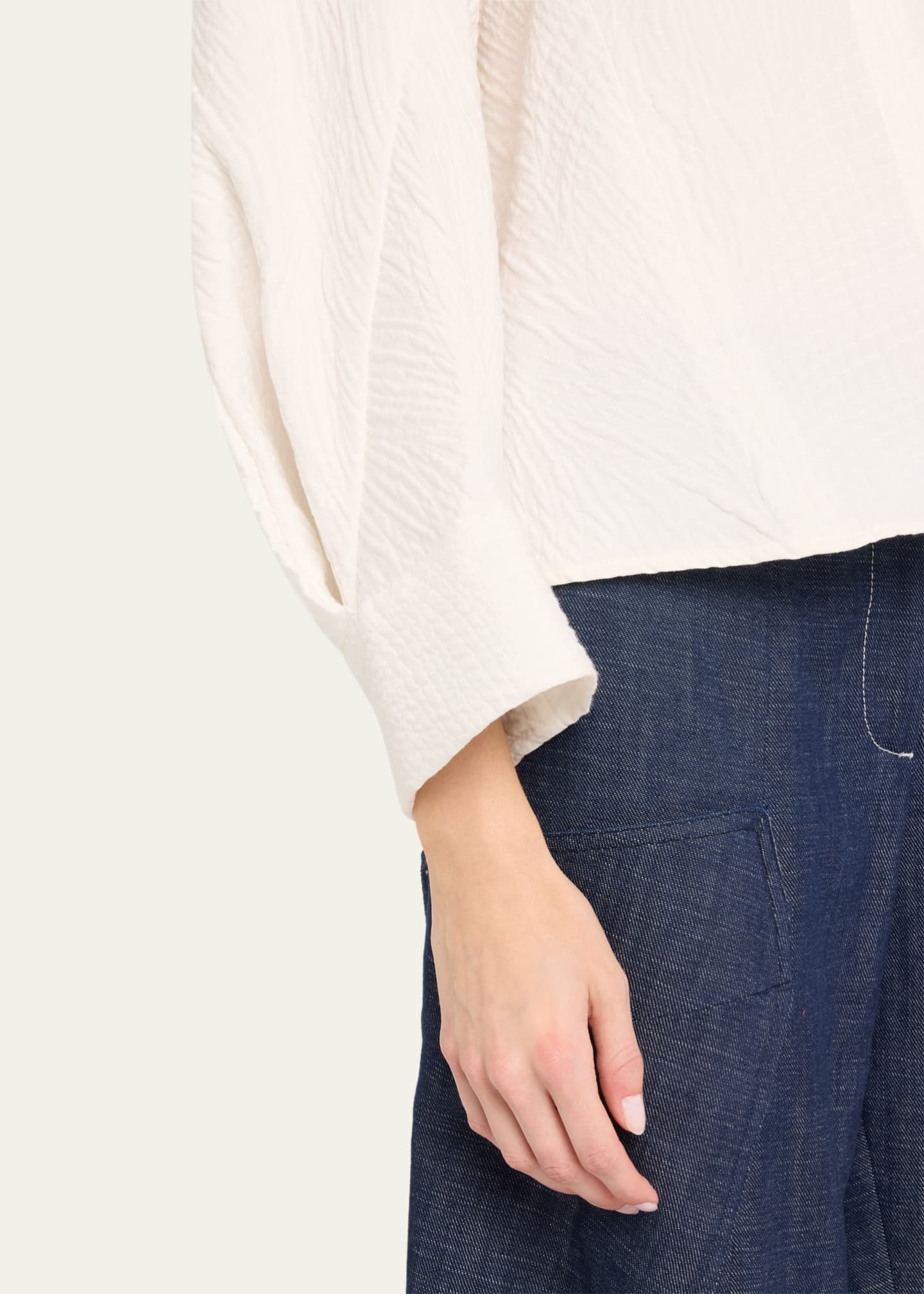Zero + Maria Cornejo Akeo Textured Cotton Blouse Image 5 of 5