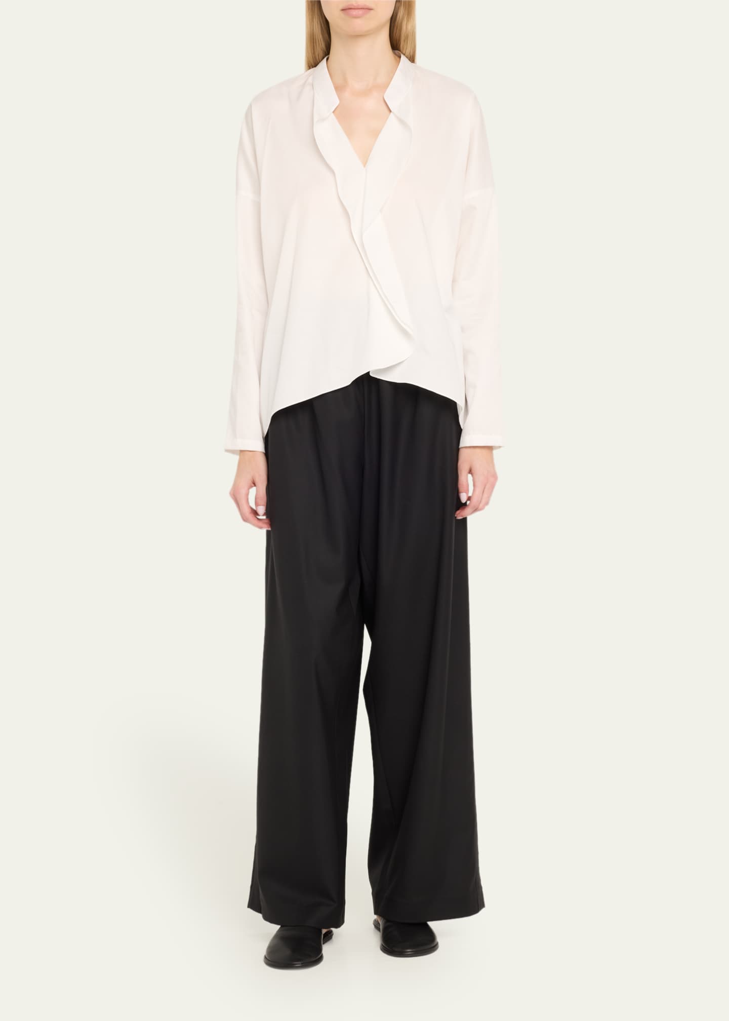 Zero + Maria Cornejo Fin Gaban Ruffle Long Sleeve Top Image 2 of 5