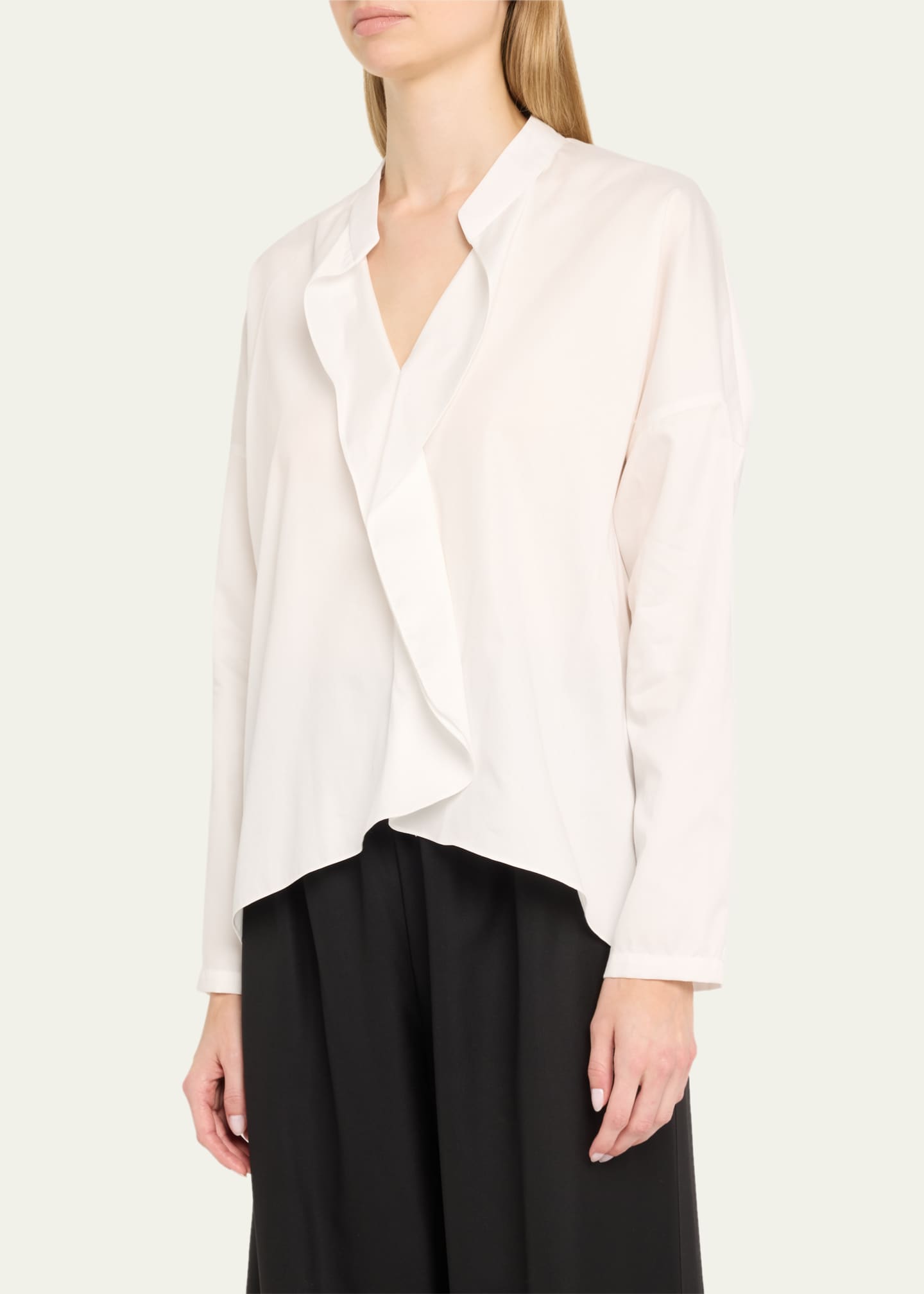 Zero + Maria Cornejo Fin Gaban Ruffle Long Sleeve Top Image 4 of 5