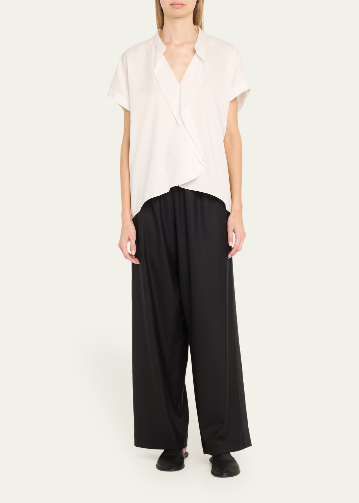 Zero + Maria Cornejo Fin Gaban Ruffle Short Sleeve Top Image 2 of 5