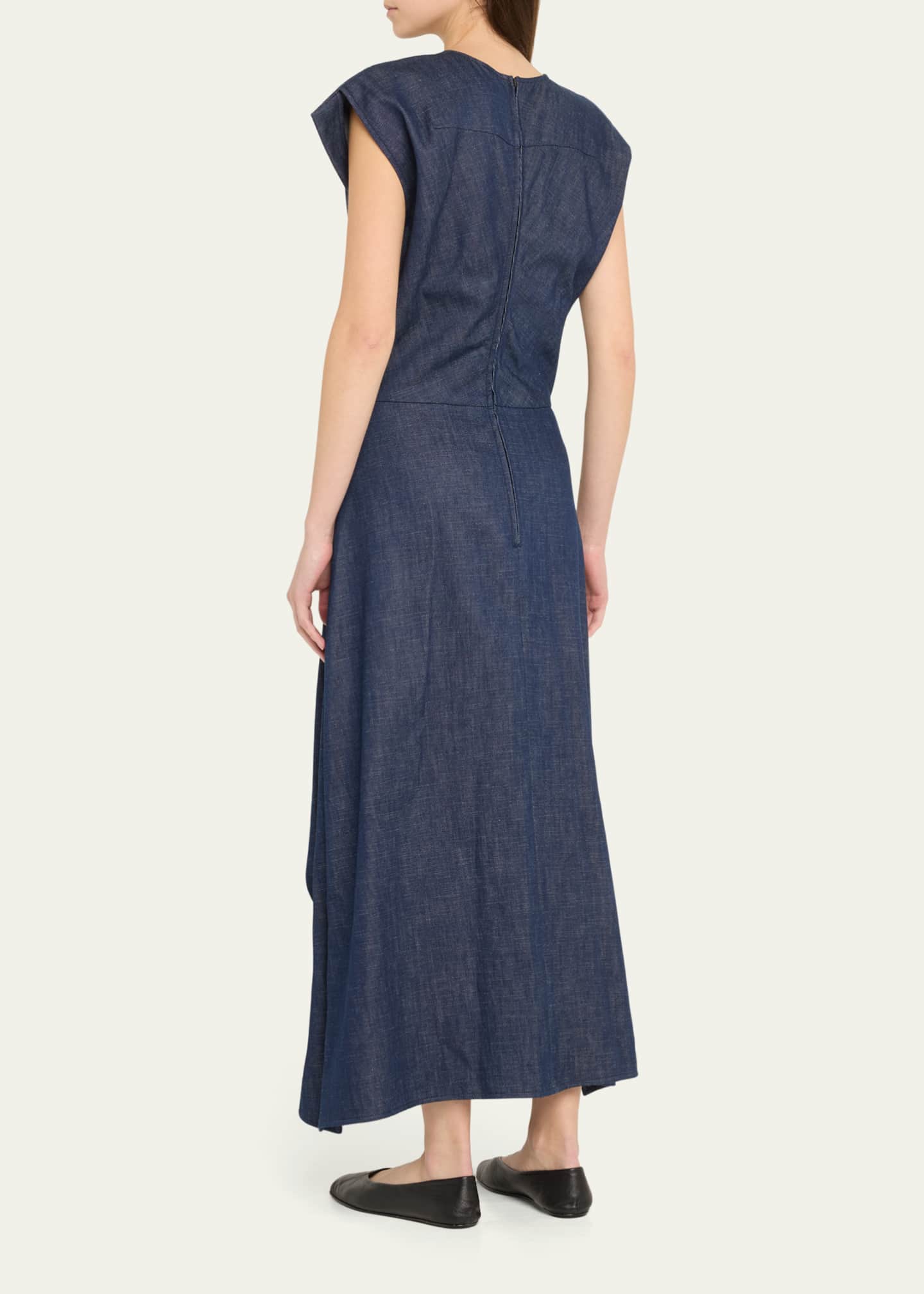 Zero + Maria Cornejo Mido Long Chambray Wrap Dress Image 3 of 5