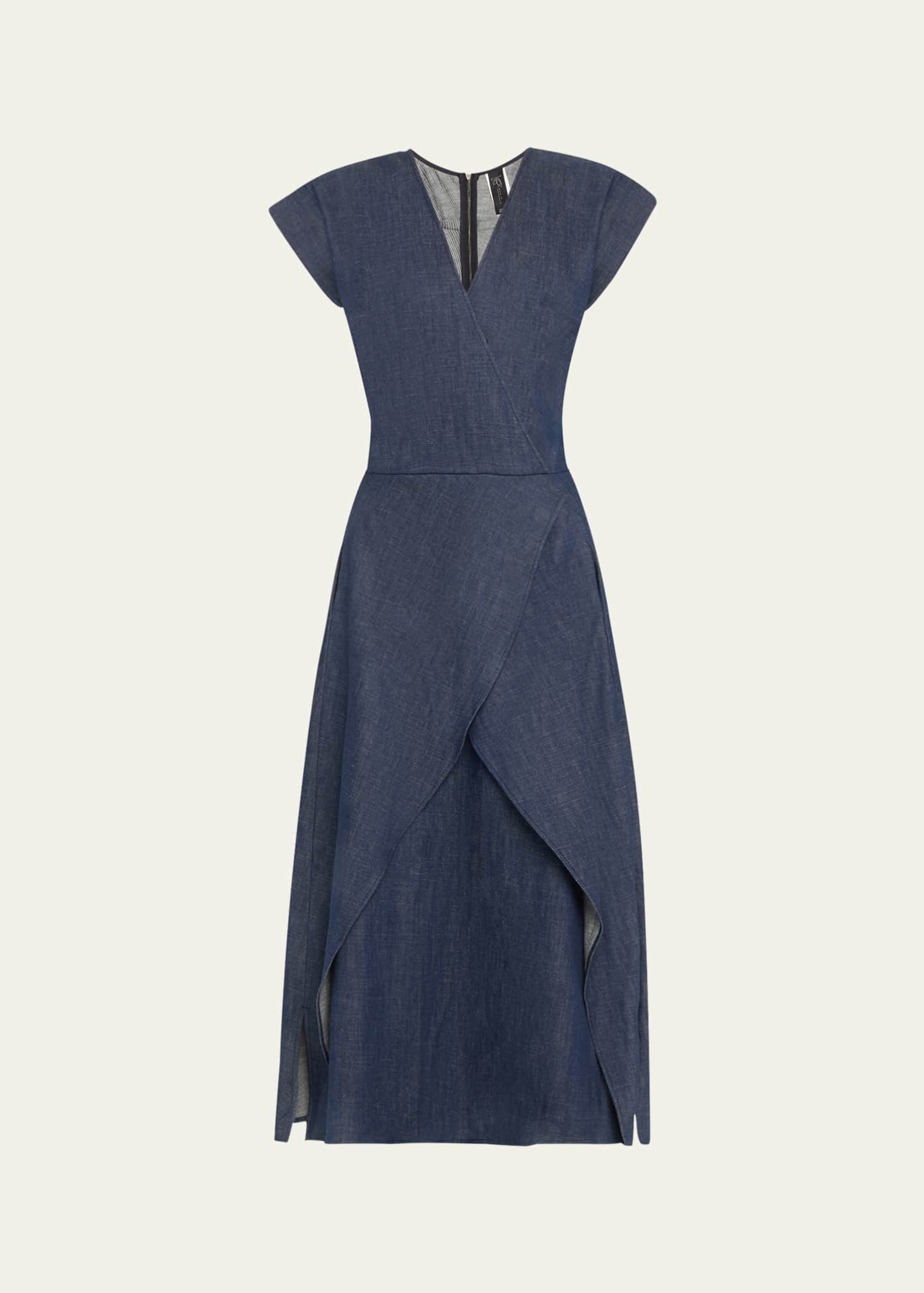 Zero + Maria Cornejo Mido Long Chambray Wrap Dress Image 1 of 5