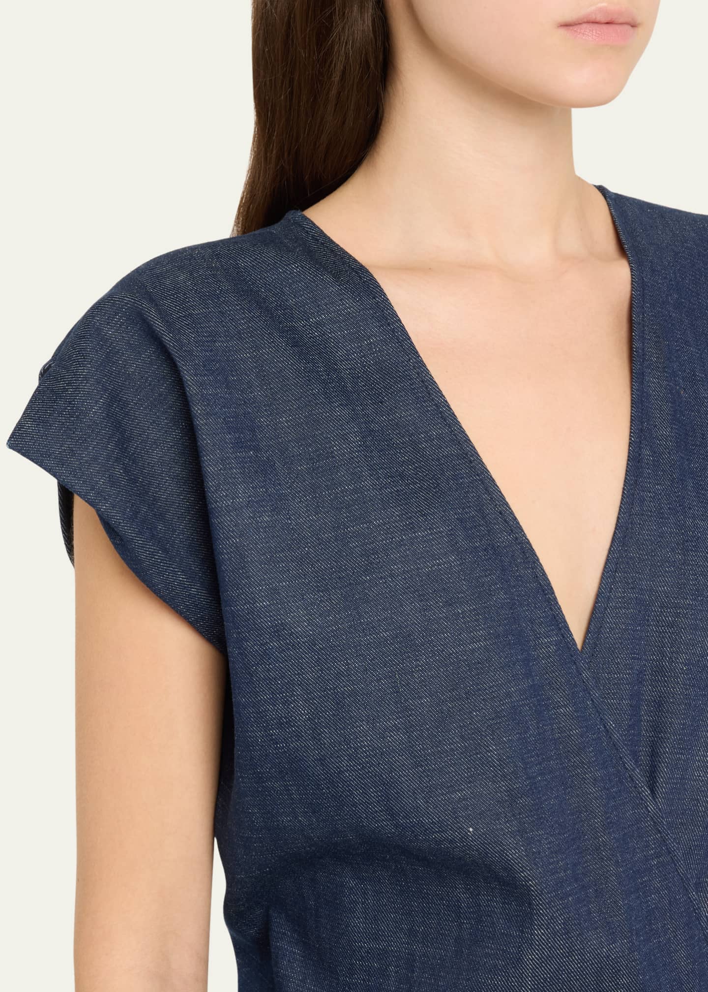 Zero + Maria Cornejo Mido Long Chambray Wrap Dress Image 5 of 5