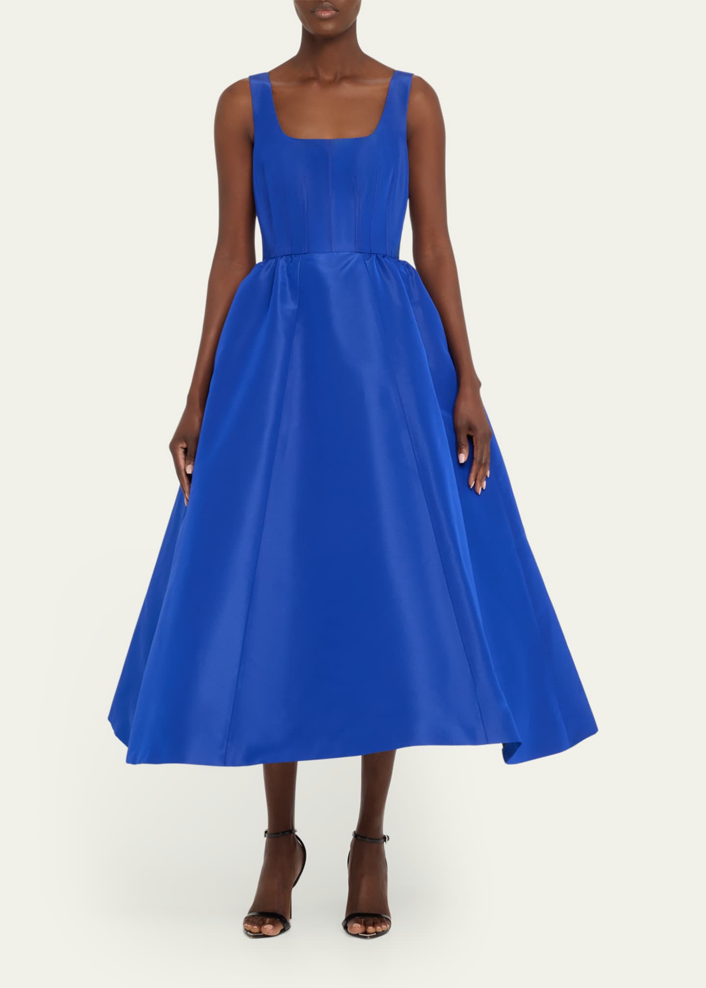 Carolina Herrera Wide Strap Full Midi Silk Dress Image 2 of 5