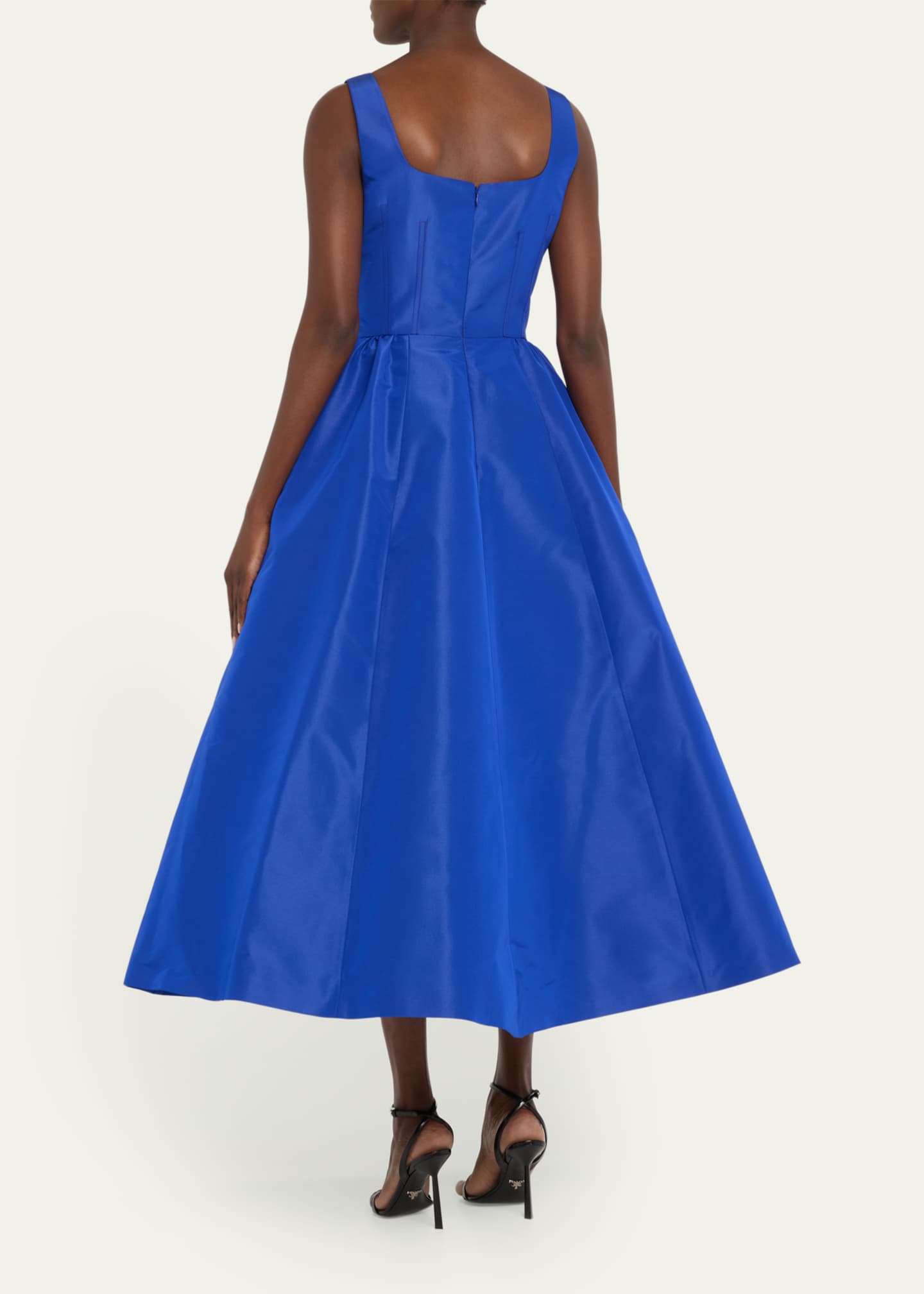 Carolina Herrera Wide Strap Full Midi Silk Dress Image 3 of 5