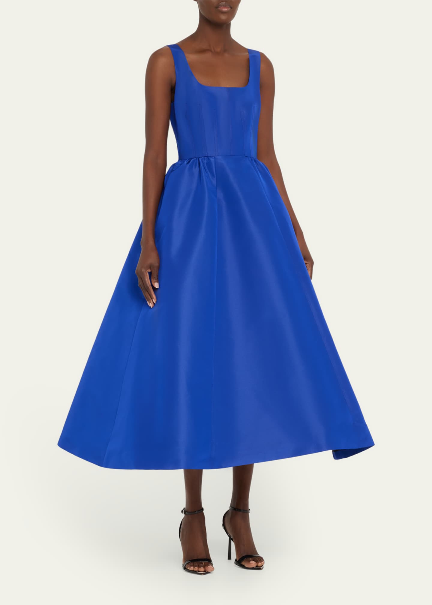 Carolina Herrera Wide Strap Full Midi Silk Dress Image 4 of 5