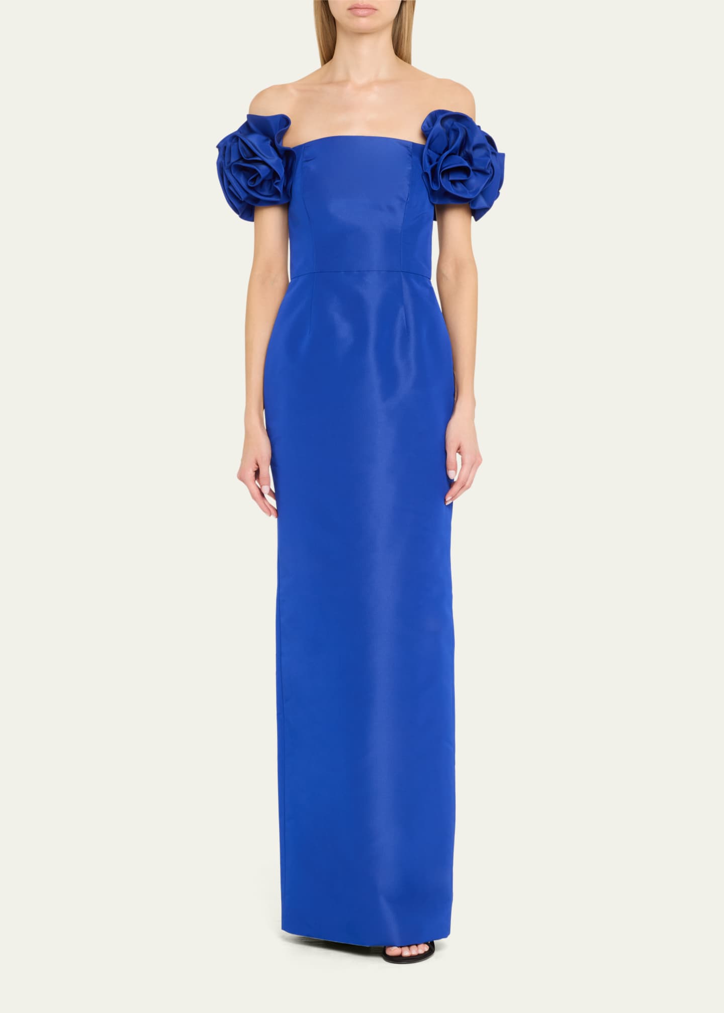 Carolina Herrera Off-Shoulder Flower Column Gown Image 2 of 5