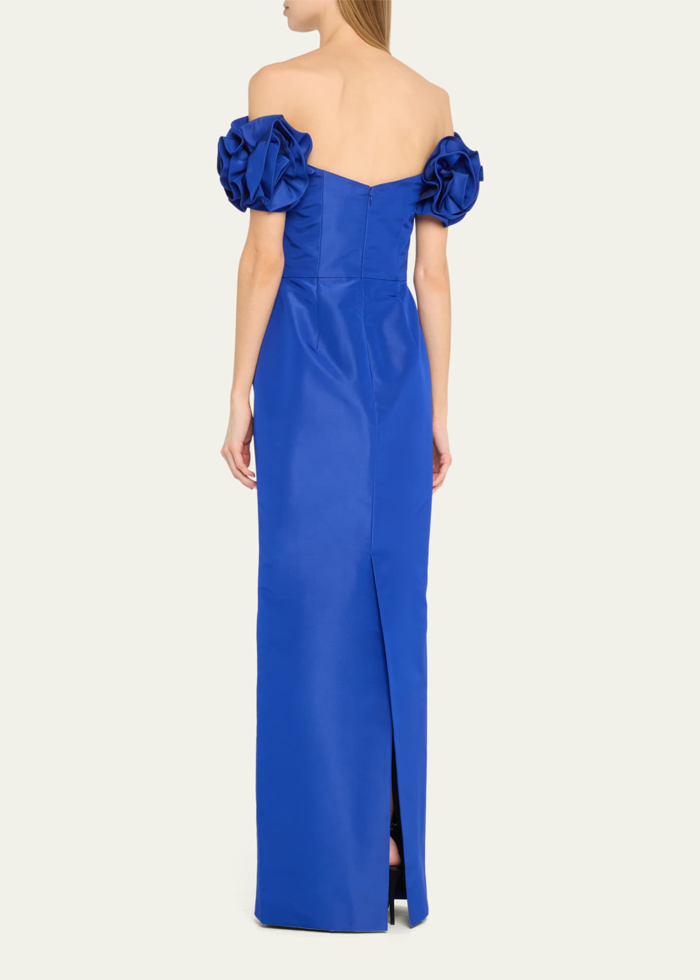 Carolina Herrera Off-Shoulder Flower Column Gown Image 3 of 5