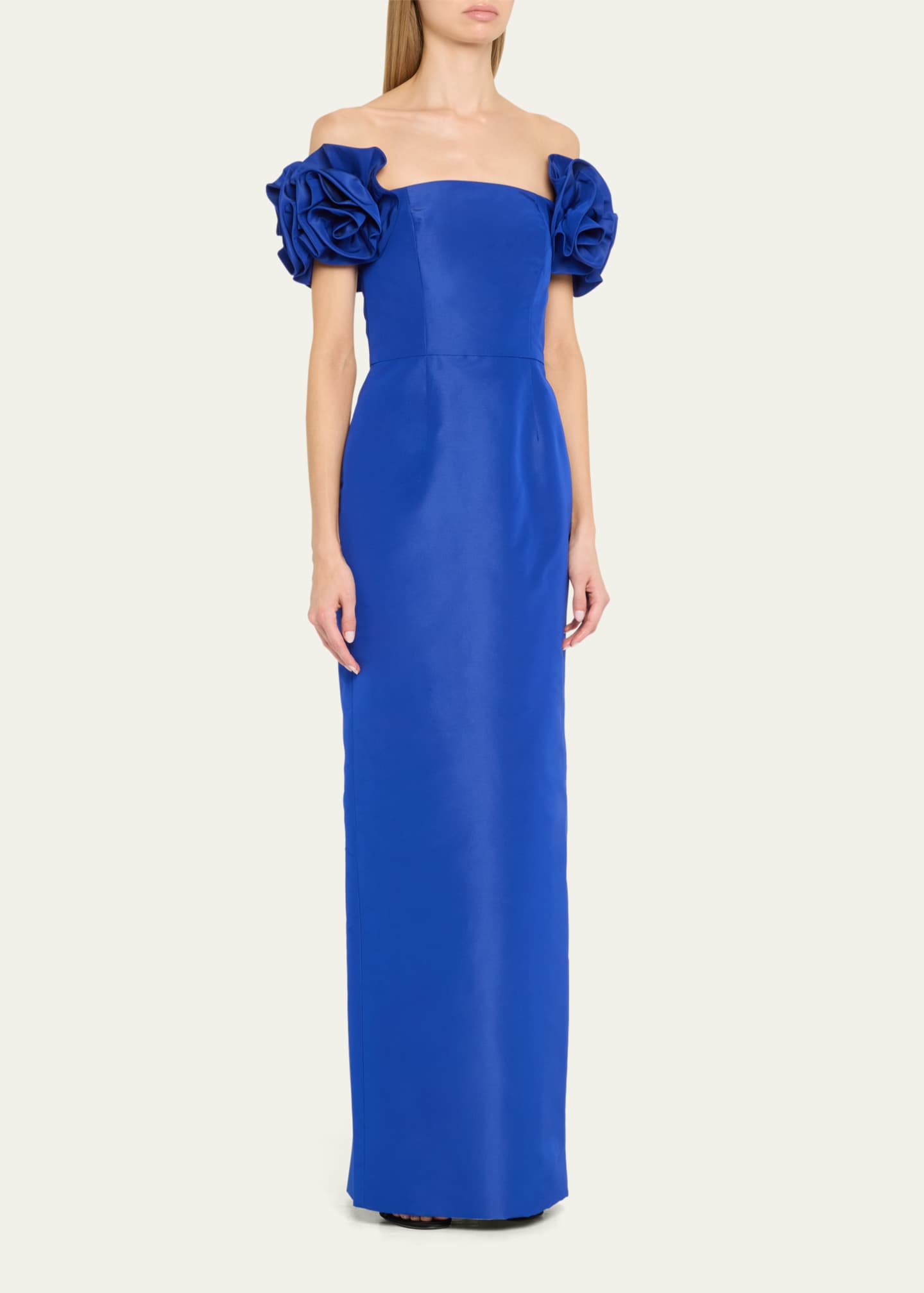 Carolina Herrera Off-Shoulder Flower Column Gown Image 4 of 5