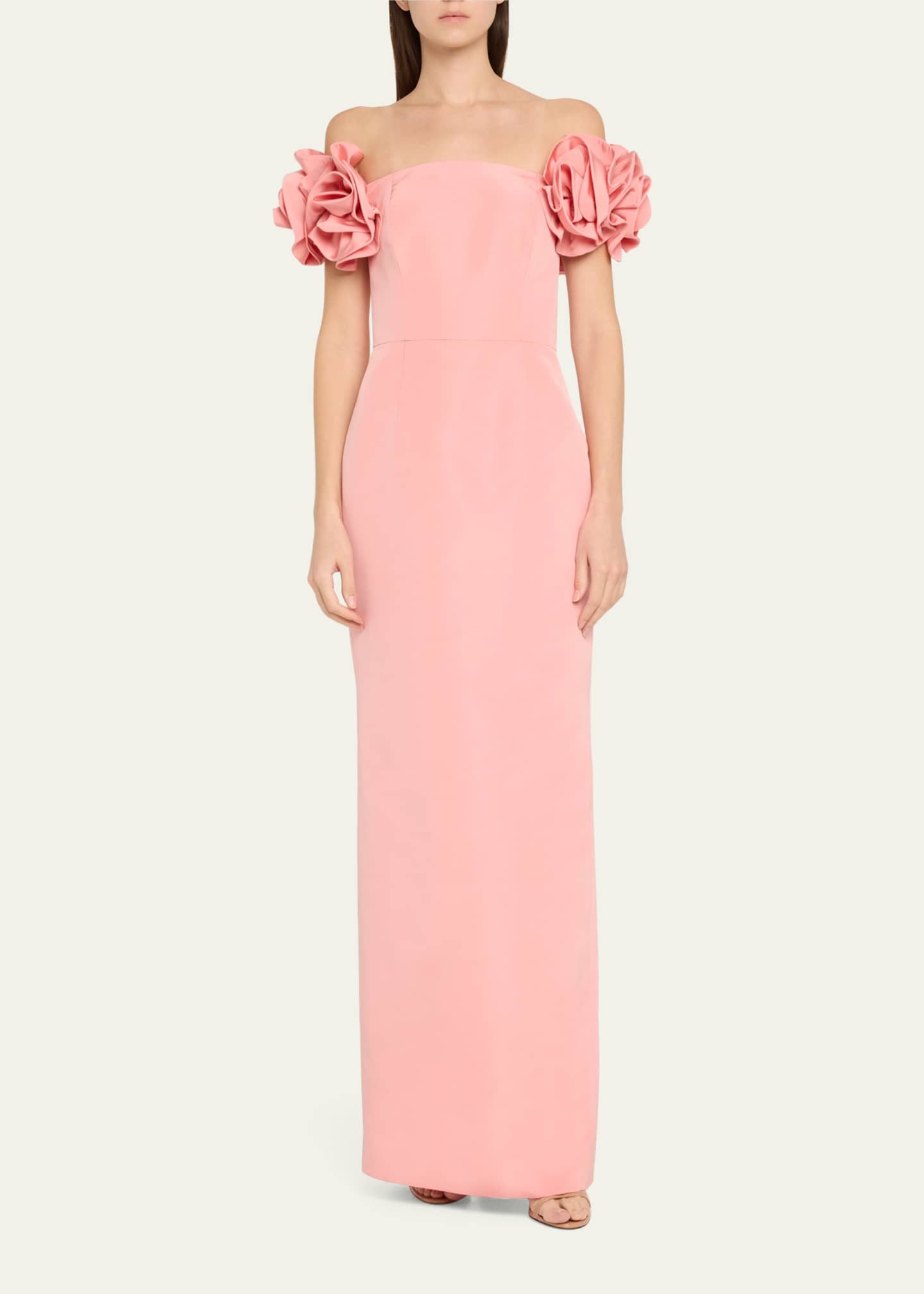 Off-Shoulder Flower Column Gown