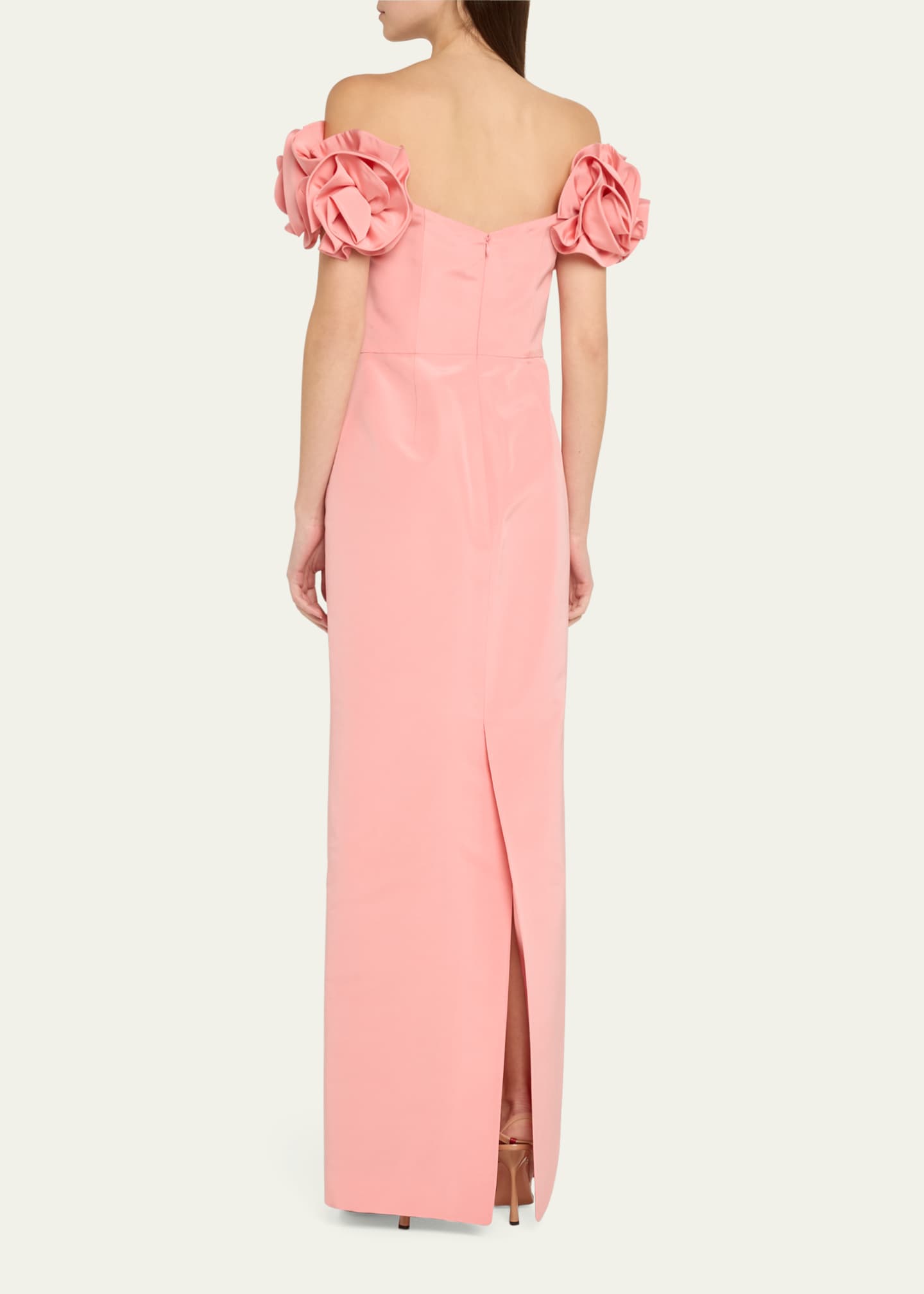 Off-Shoulder Flower Column Gown