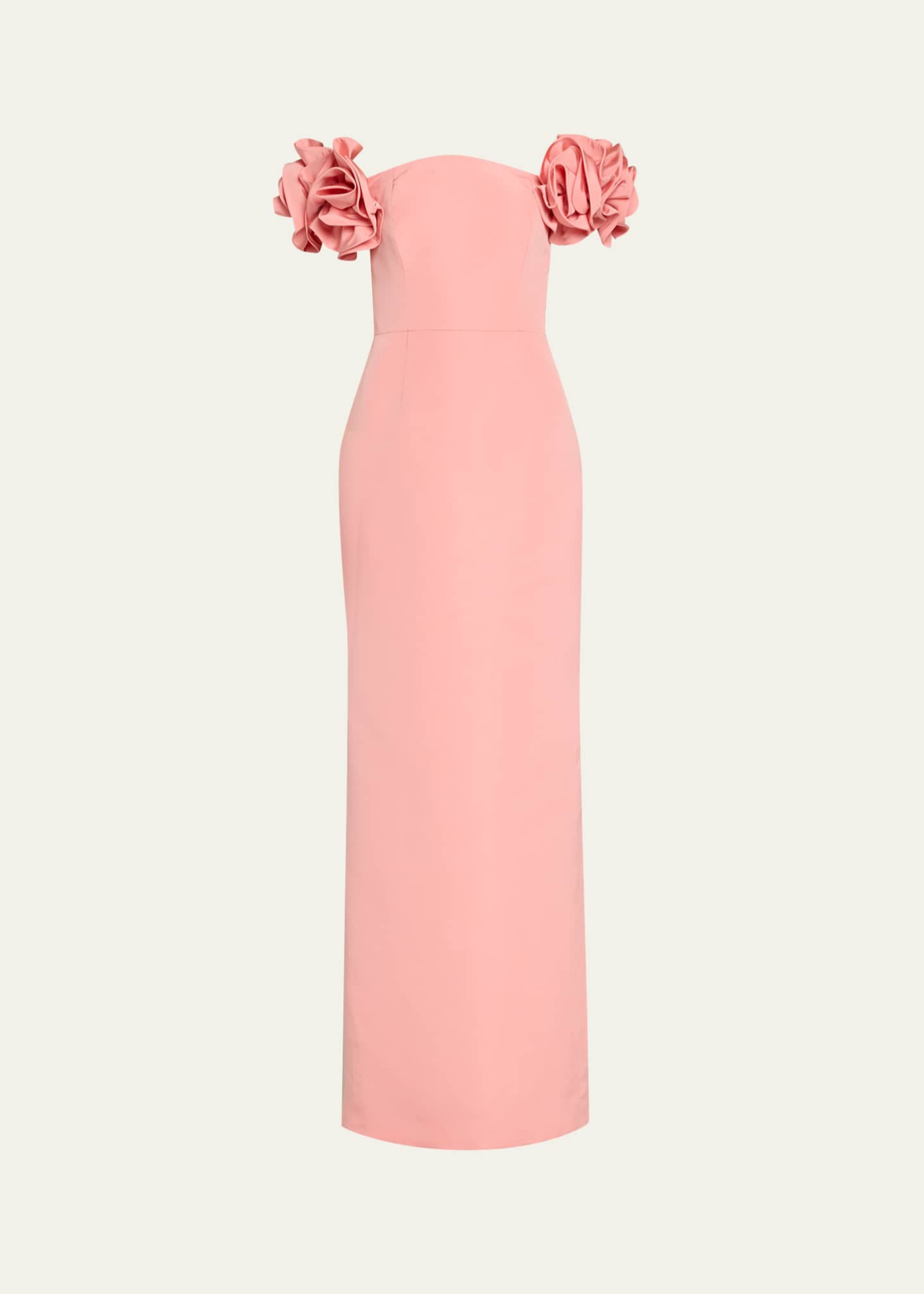 Off-Shoulder Flower Column Gown