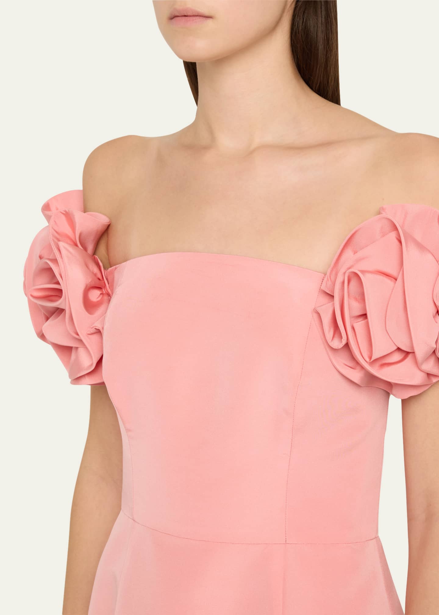 Off-Shoulder Flower Column Gown