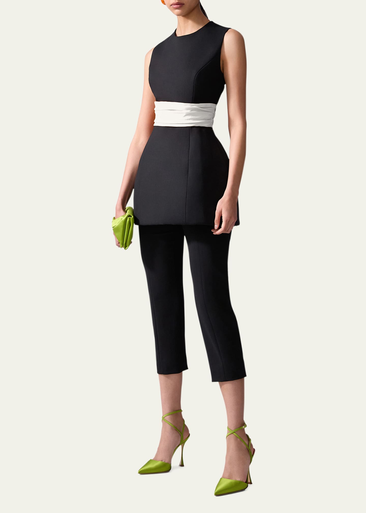 Carolina Herrera Cummerbund Waist Sleeveless Wool Top Image 2 of 3