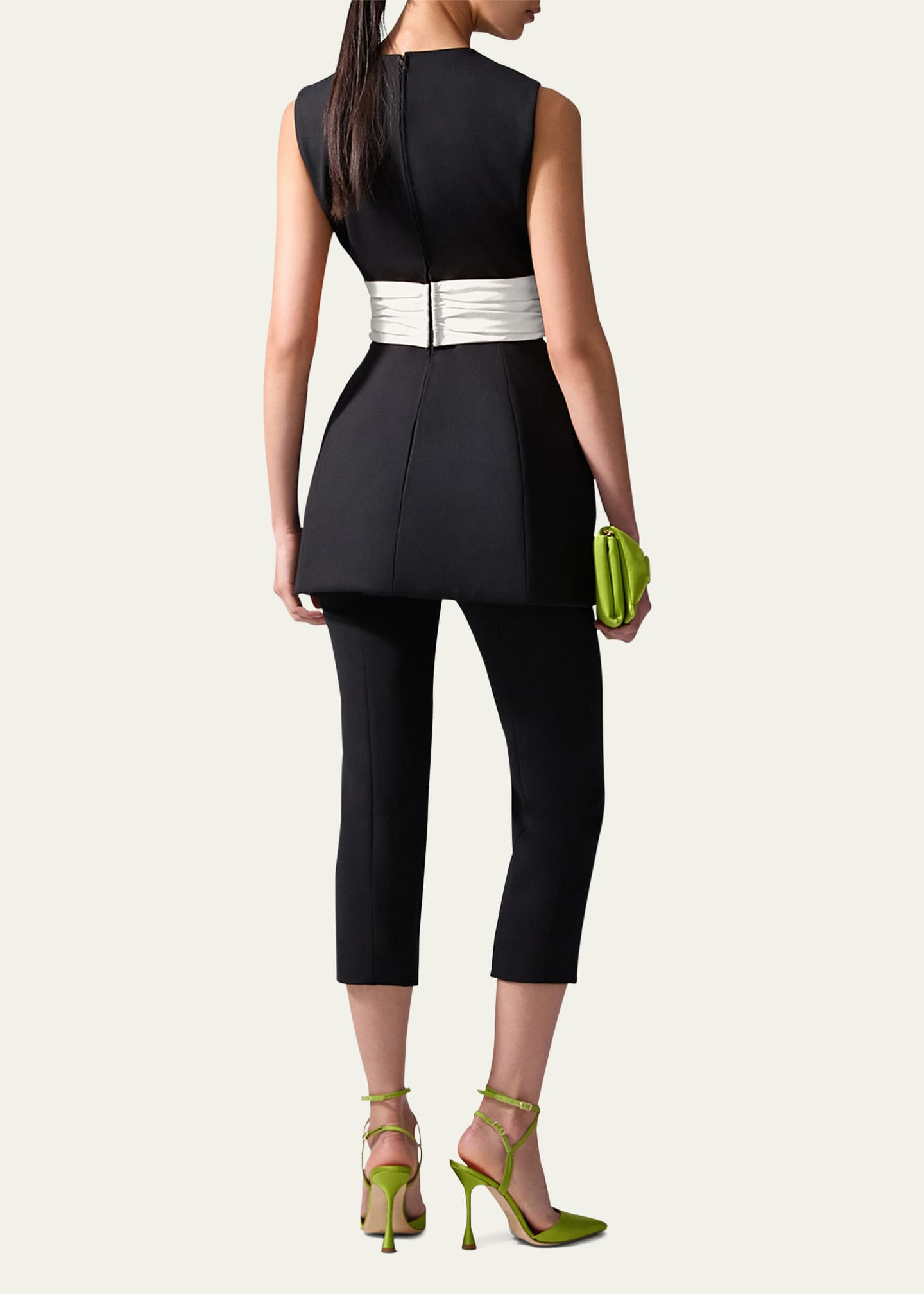 Carolina Herrera Cummerbund Waist Sleeveless Wool Top Image 3 of 3
