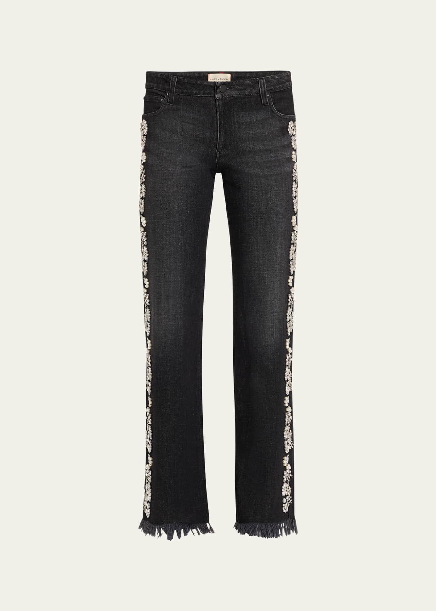 Alice + Olivia Roxie Embellished Straight-Leg Jeans