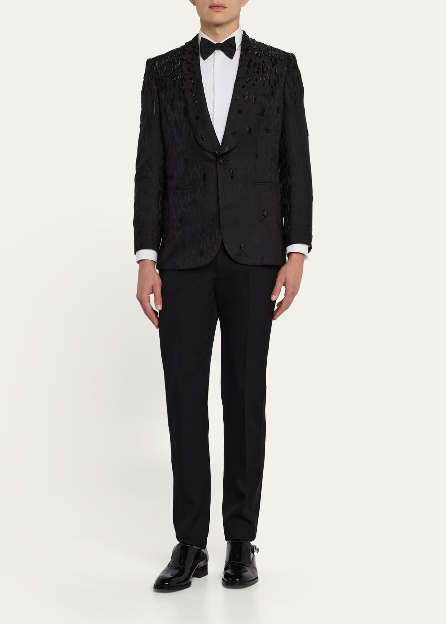 Brioni Men's Embroidered Herringbone Dinner Jacket Image 2 of 8