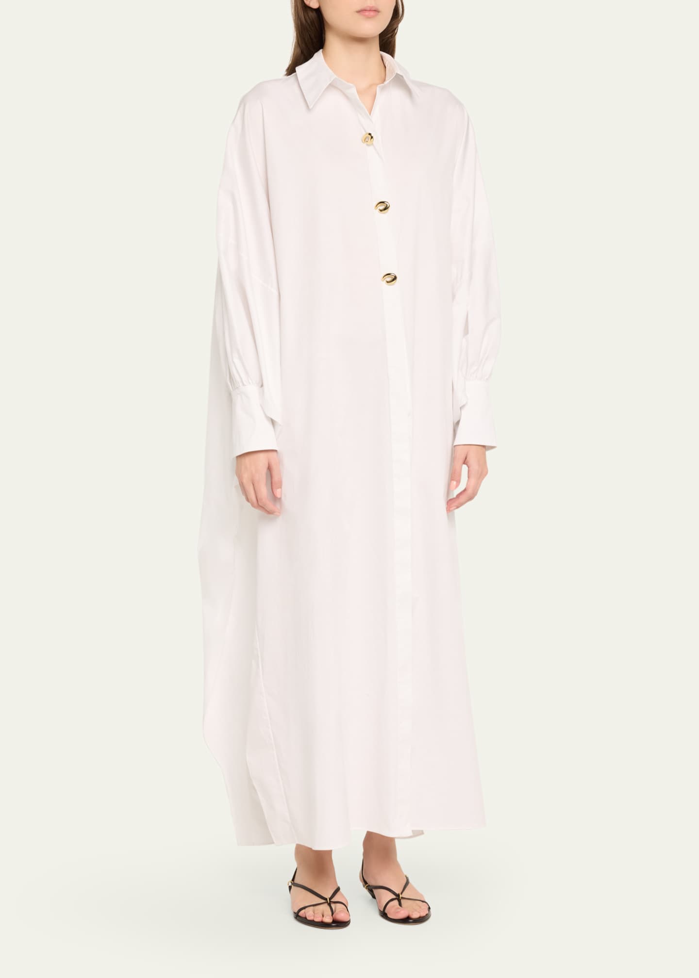 Long Sleeve Cotton Caftan - Thumbnail 4