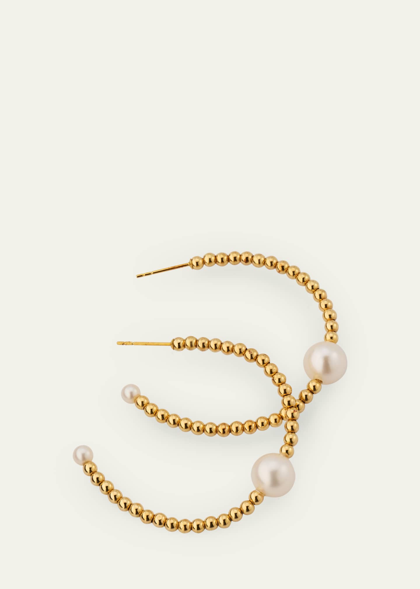 ATLAS LOVE 18K Yellow Gold Bolina Center Pearl Hoop Earrings Image 3 of 4