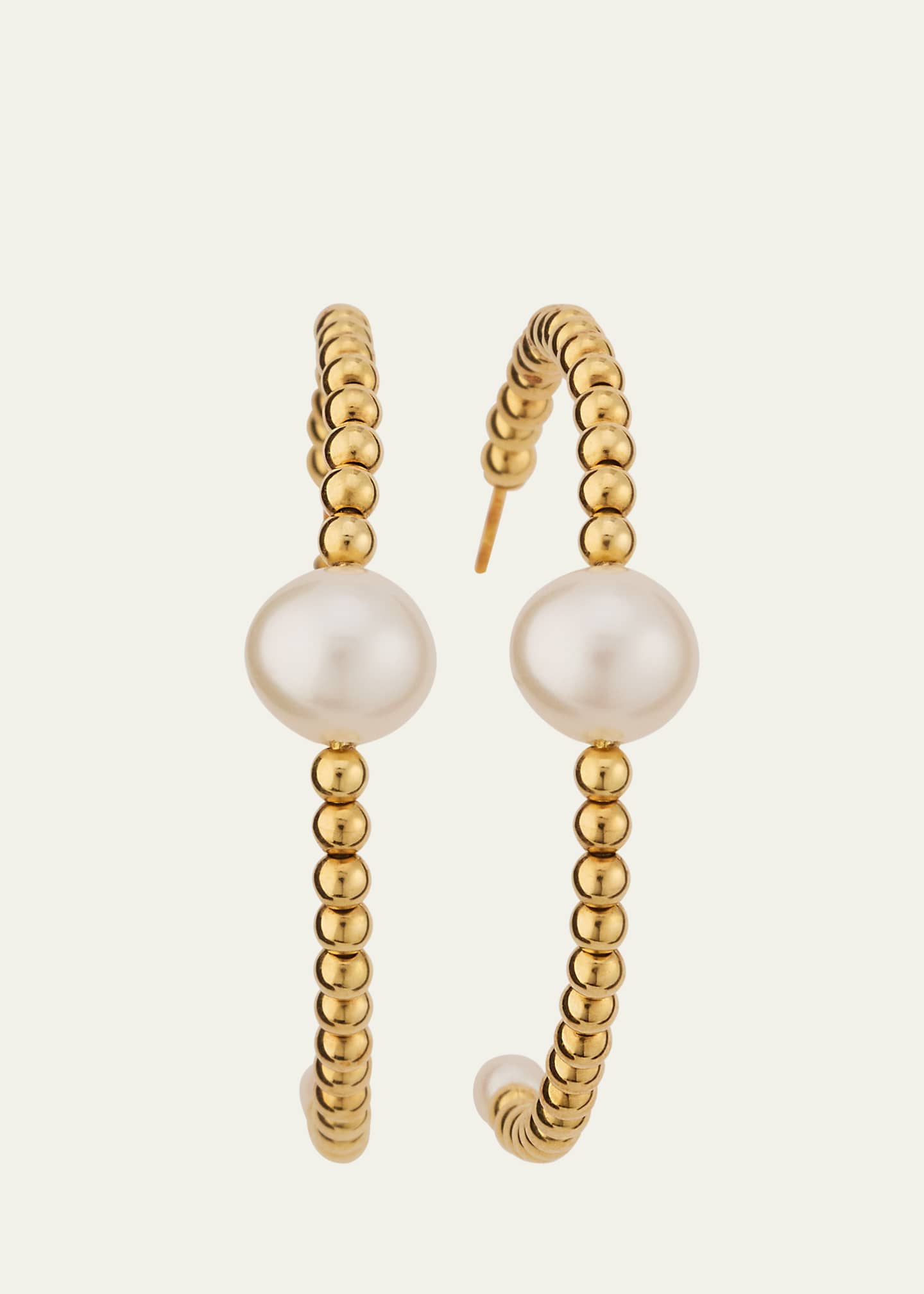 ATLAS LOVE 18K Yellow Gold Bolina Center Pearl Hoop Earrings Image 1 of 4