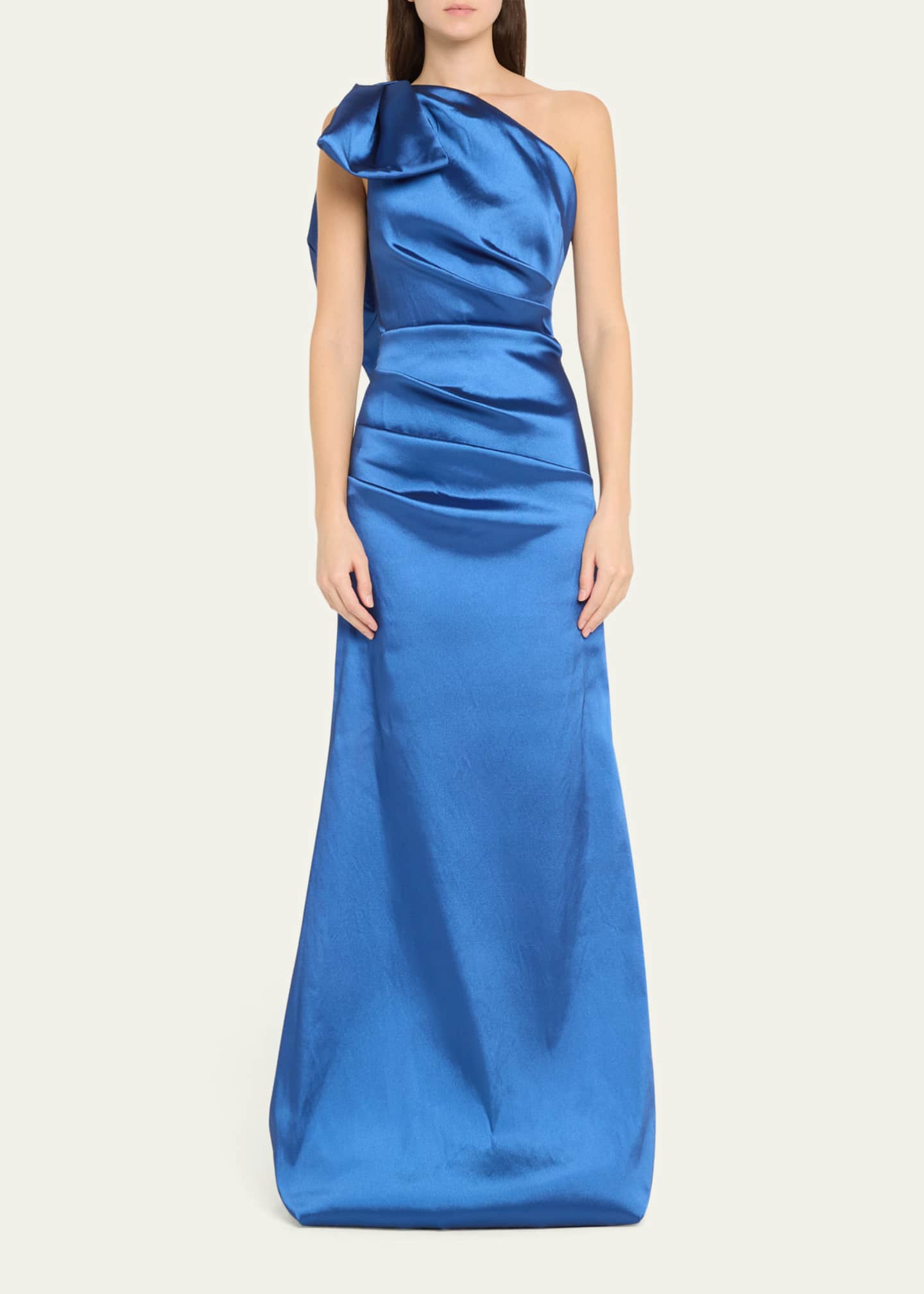 Rickie Freeman for Teri Jon One-Shoulder Stretch Gazar Gown Image 2 of 5