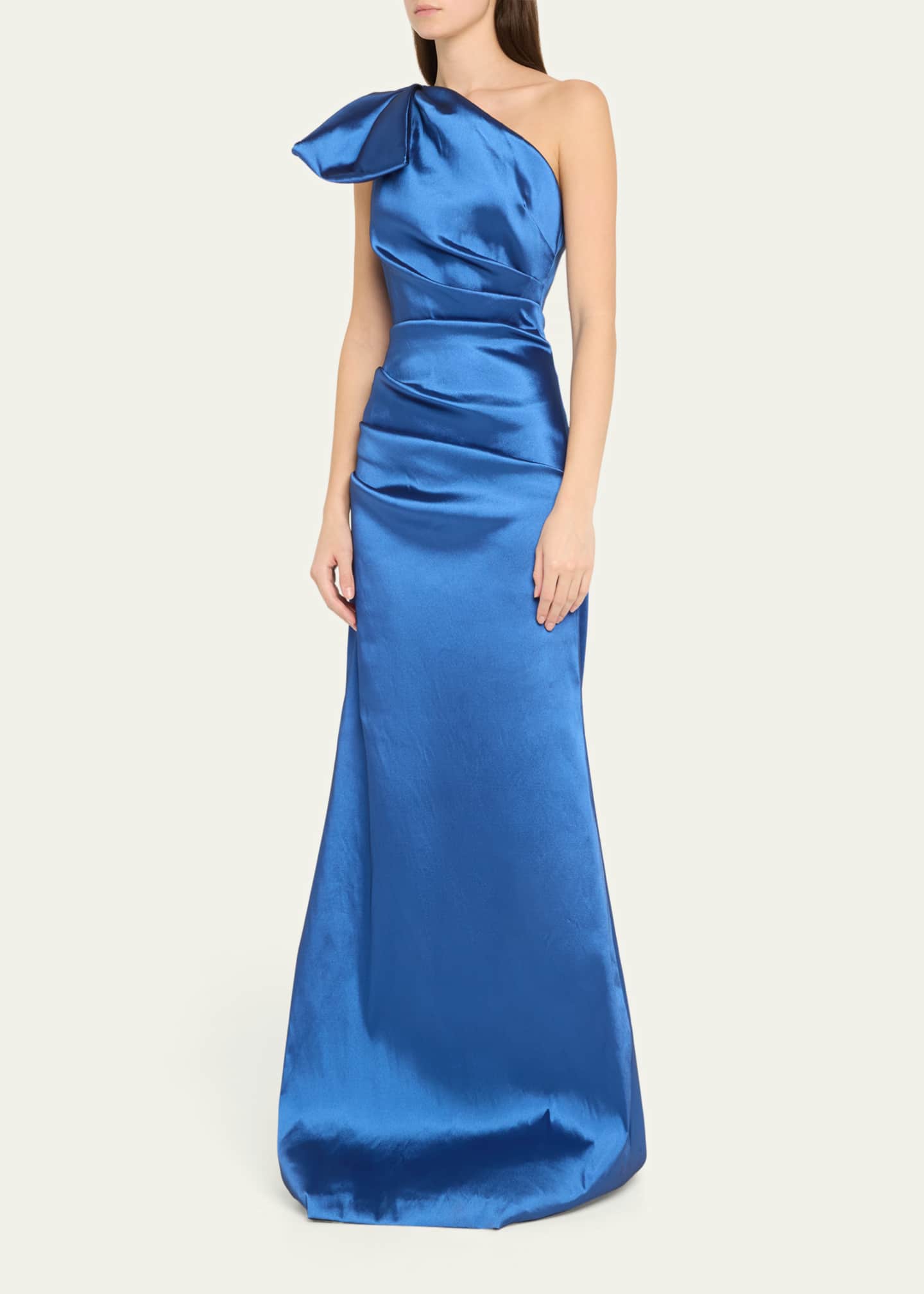 Rickie Freeman for Teri Jon One-Shoulder Stretch Gazar Gown Image 4 of 5