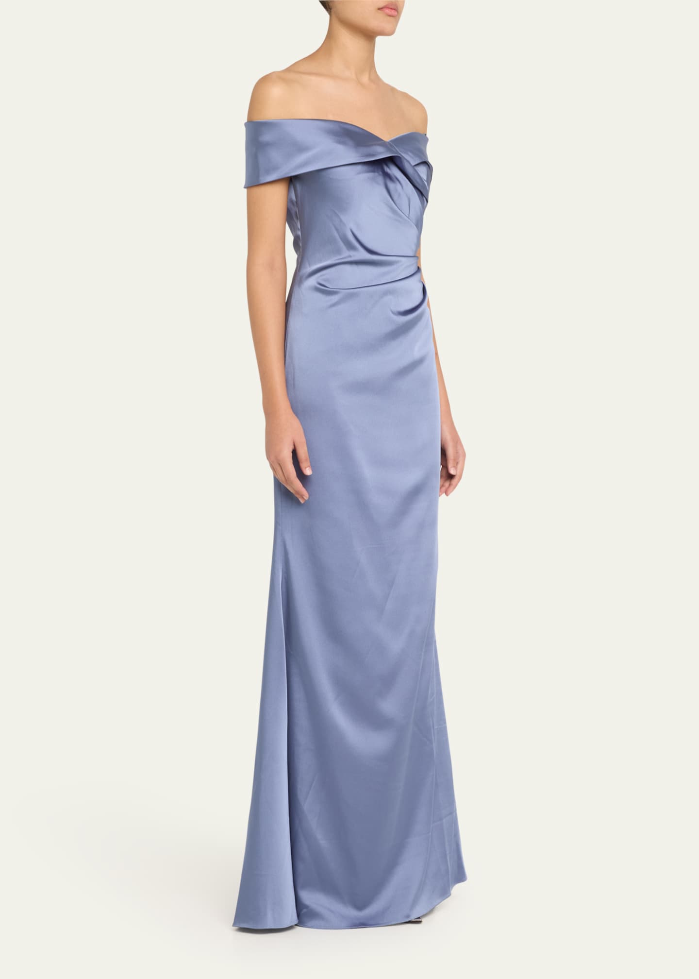 Rickie Freeman for Teri Jon Ruched Off-Shoulder Stretch Gown Image 4 of 5
