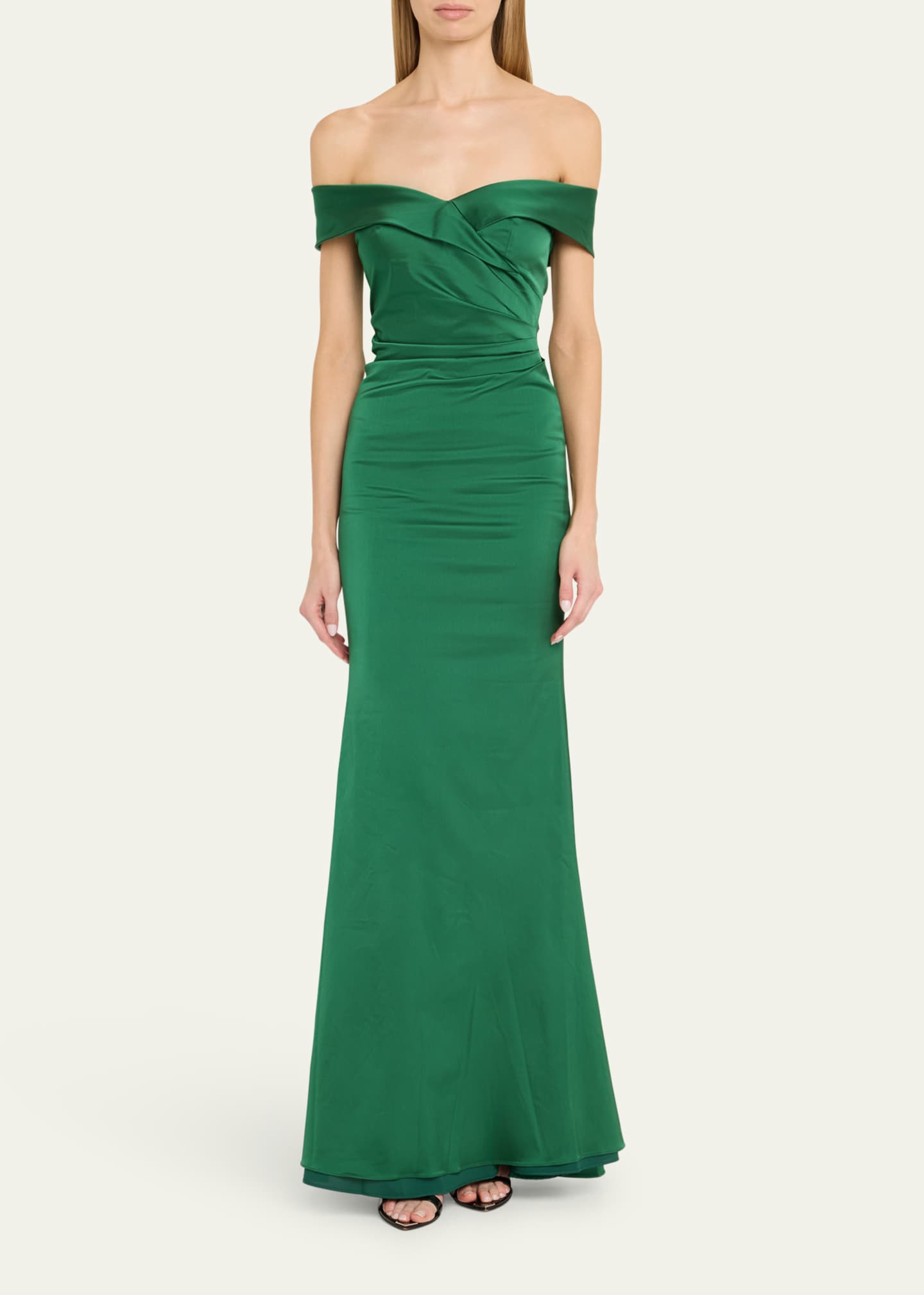 Rickie Freeman for Teri Jon Ruched Off-Shoulder Stretch Gown Image 2 of 5