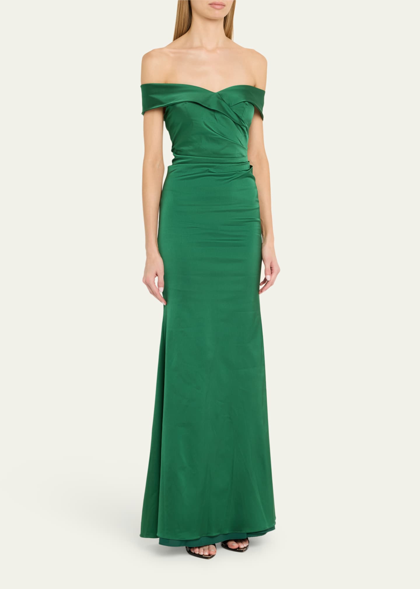 Rickie Freeman for Teri Jon Ruched Off-Shoulder Stretch Gown Image 4 of 5